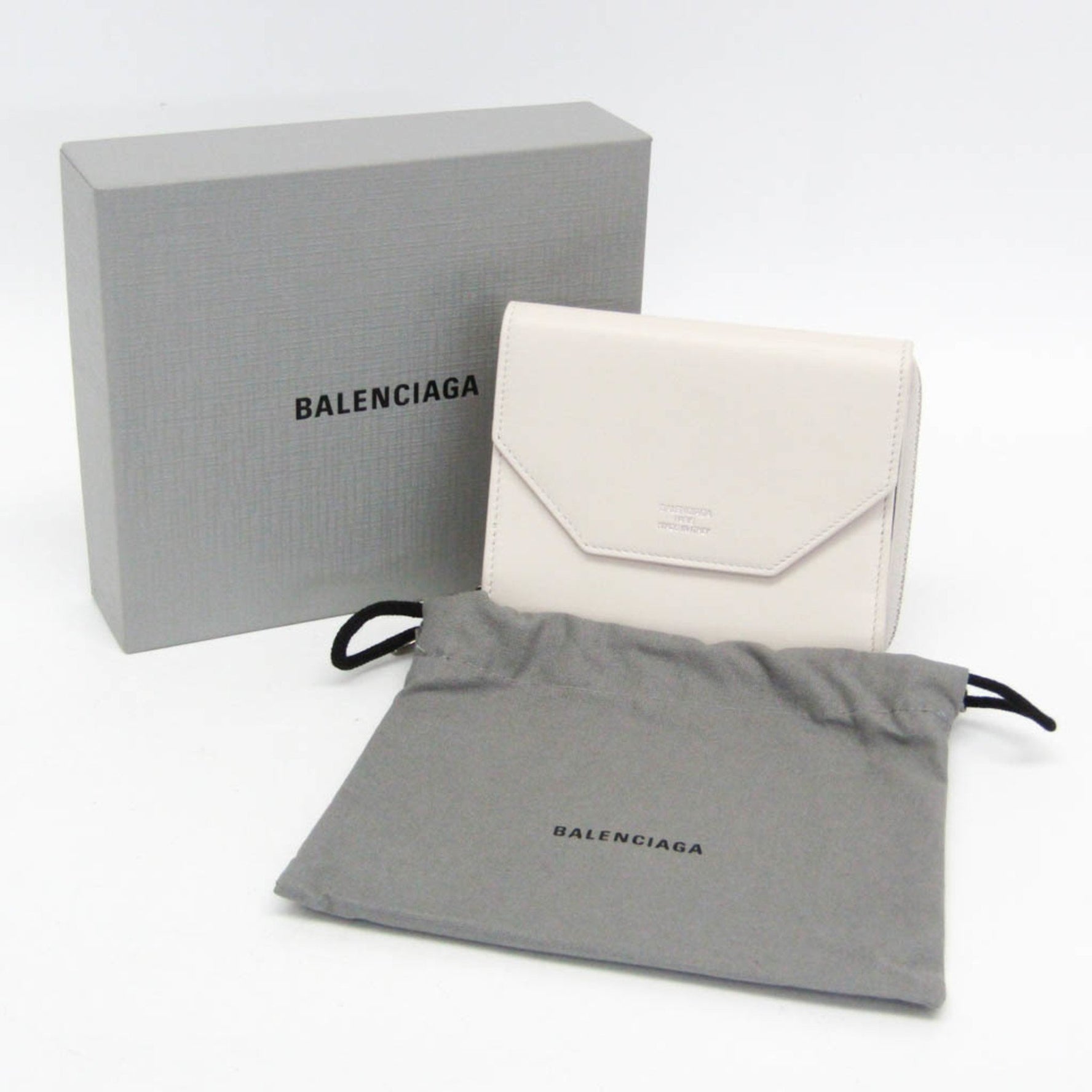 Balenciaga Envelope Compact Wallet Men,Women Leather Wallet (tri-fold) Black,Off-white