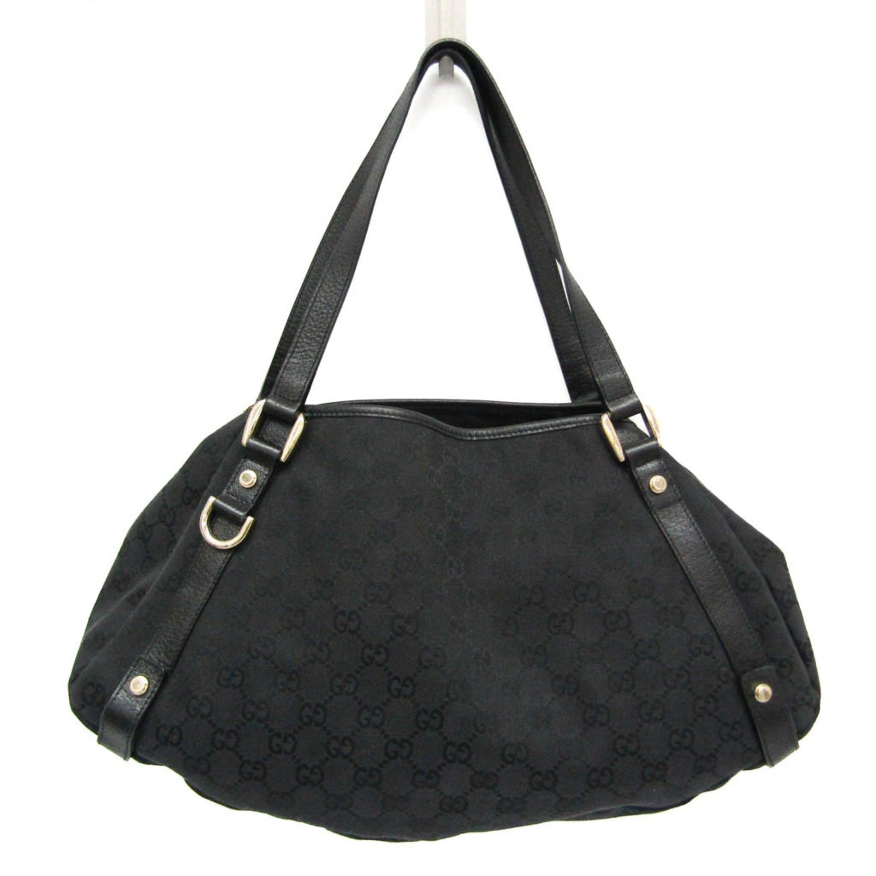 Gucci GG Canvas Women's Canvas,Leather Tote Bag Black