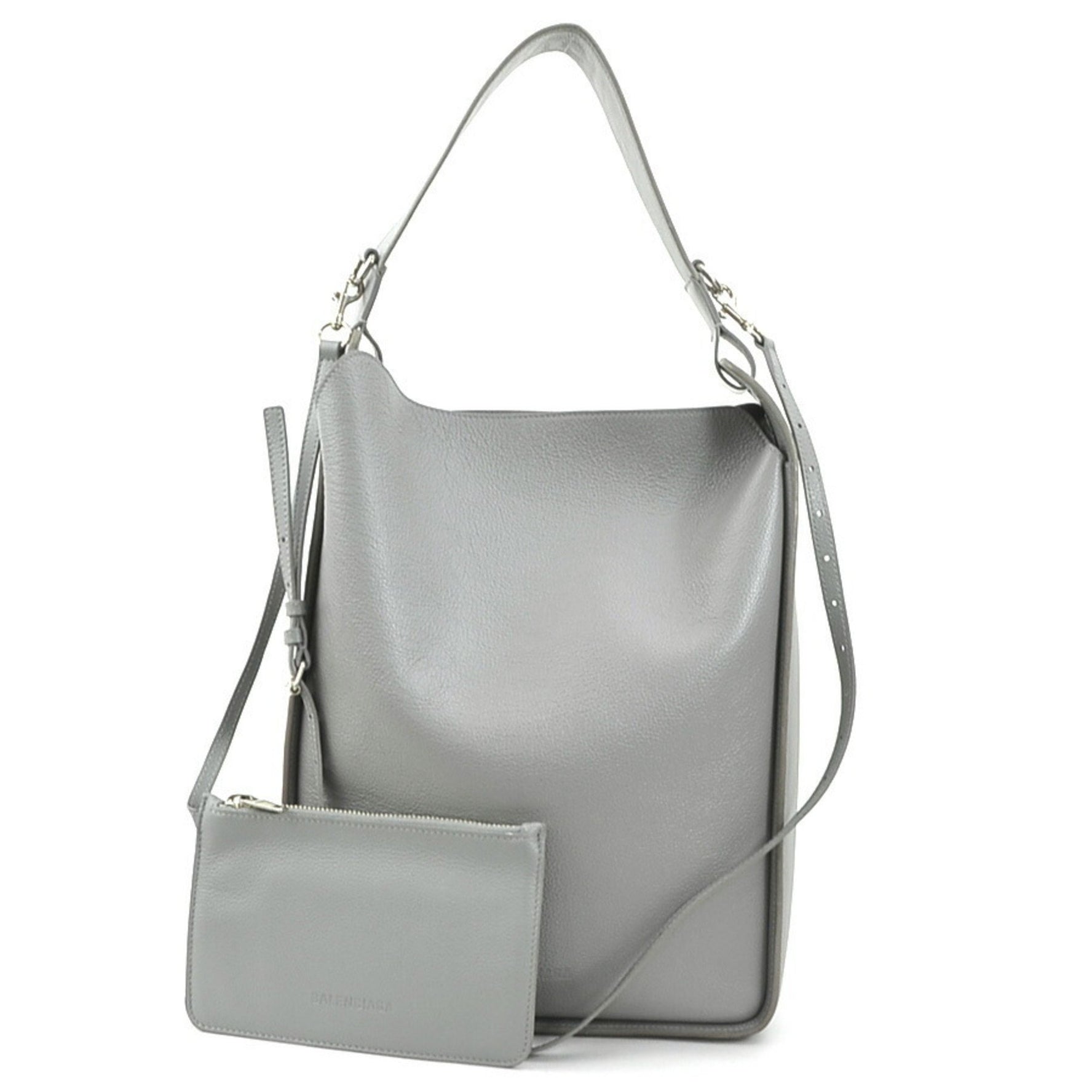 BALENCIAGA Shoulder Bag North South Leather Grey Women's R10114G