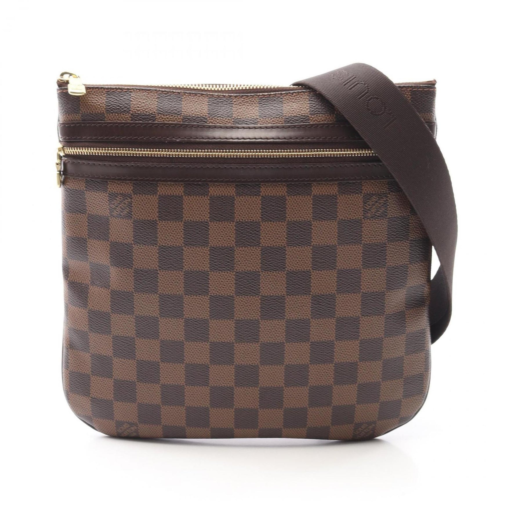 Louis Vuitton Bosphore Pochette Shoulder Bag in Coated Canvas and Leather with Damier Finish, Brown