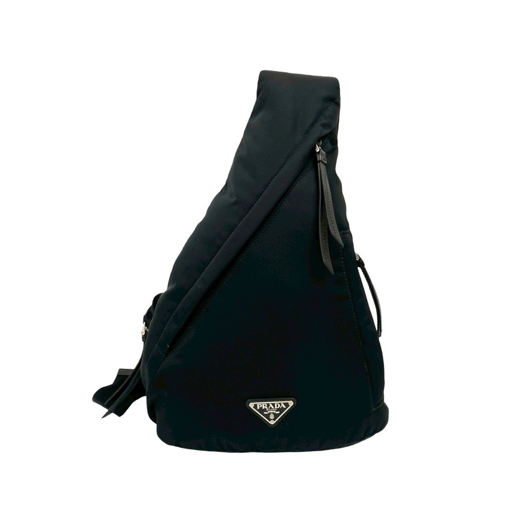 Unused, stored condition, with card. PRADA triangle logo plate, metal hardware, nylon body bag/shoulder bag, sacoche