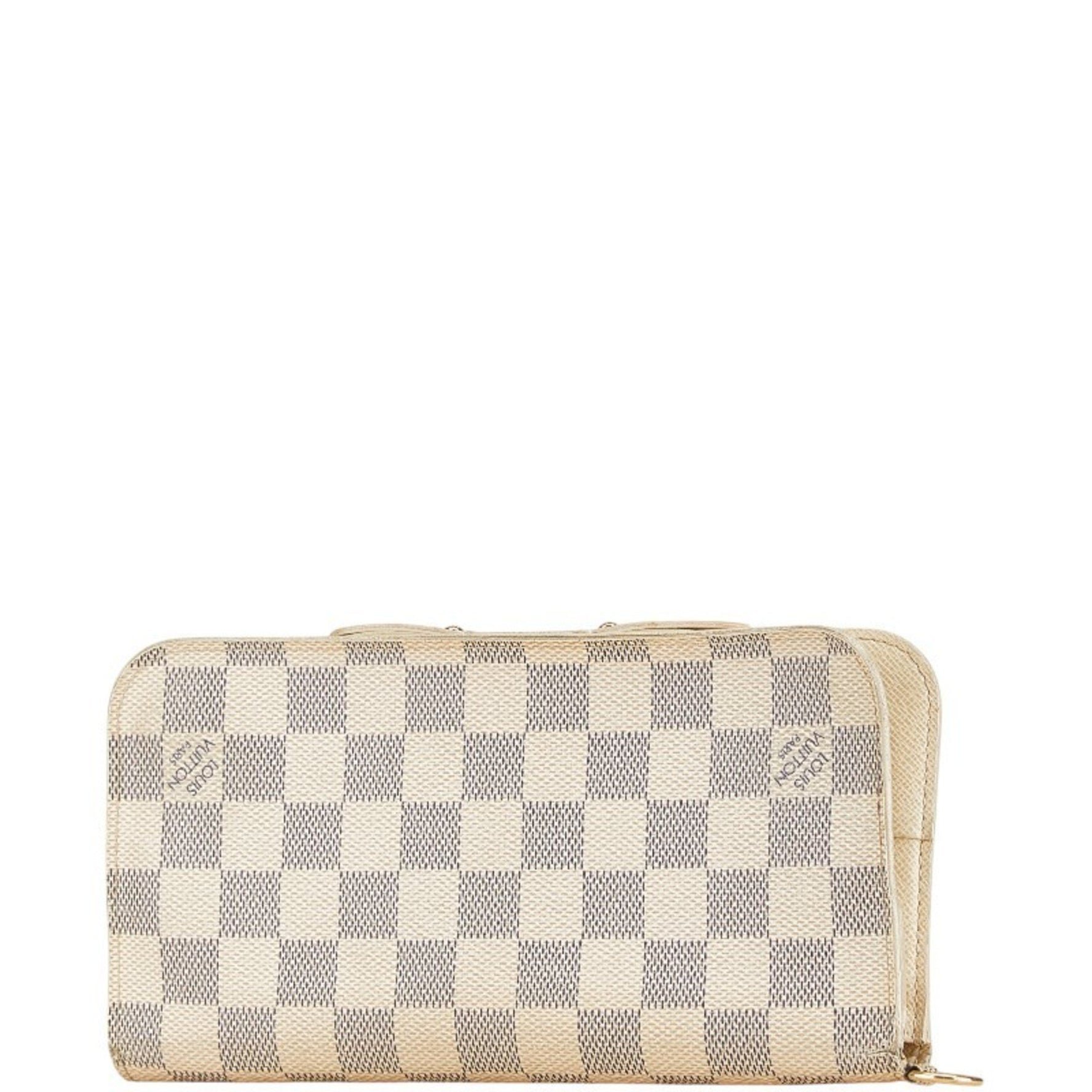 Louis Vuitton Damier Azur Portefeuille Ansolite Long Wallet N63072 White Leather Women's LOUIS VUITTON