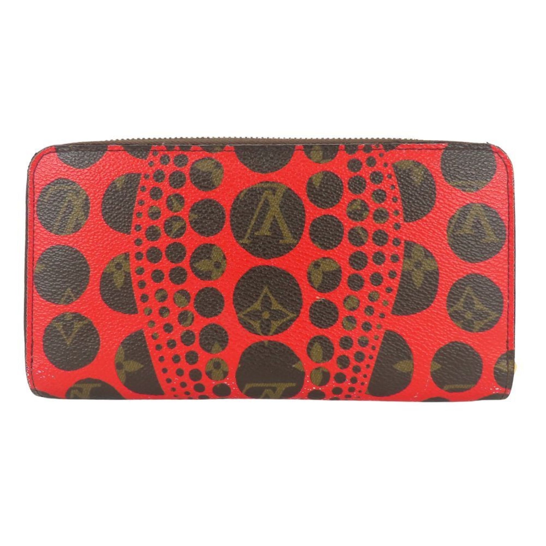 Louis Vuitton Round Zippy Wallet Yayoi Kusama Monogram Rouge Brown Pumpkin Dots LOUIS VUITTON