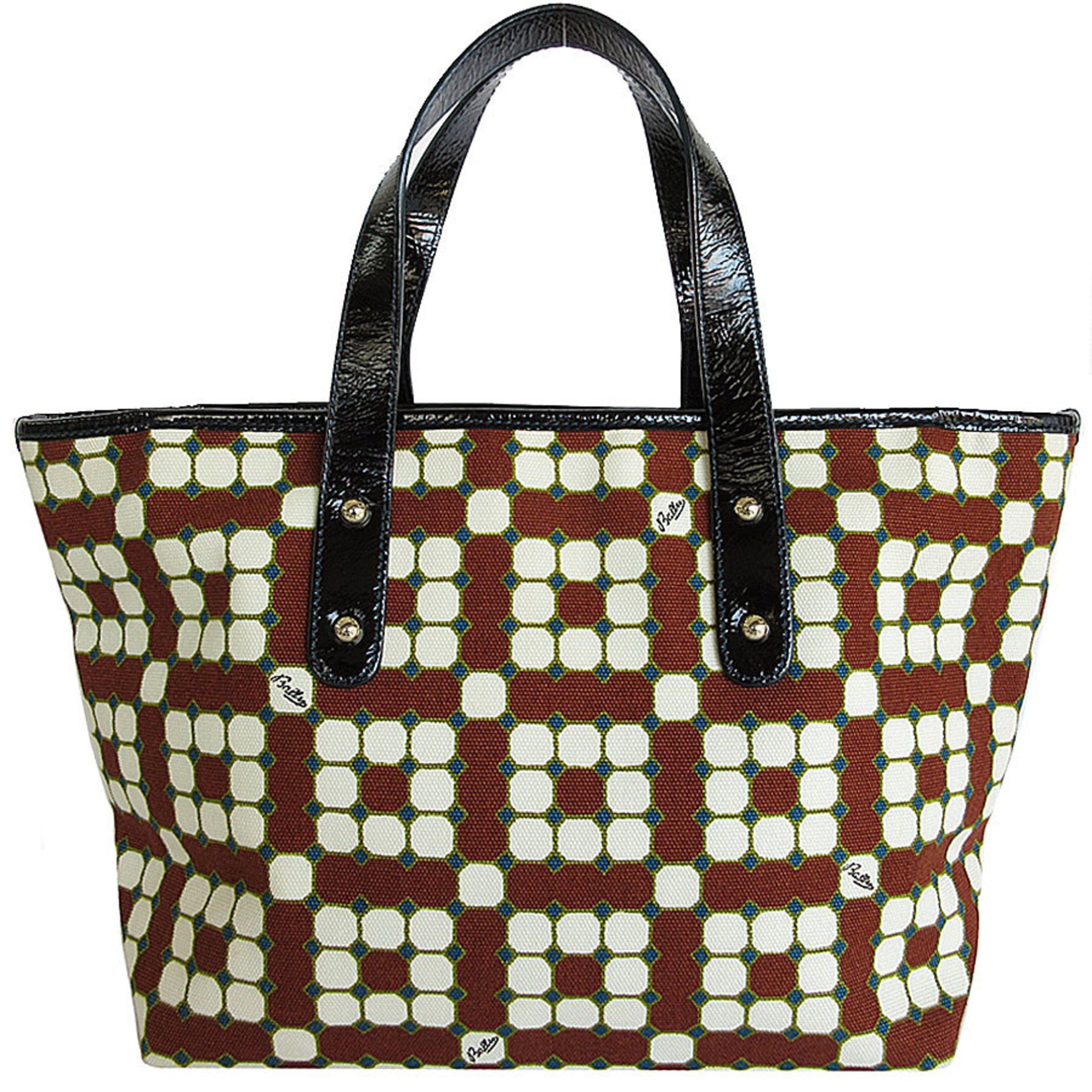 BALLY handbag tote bag canvas patent leather brown off-white black ladies s0034a