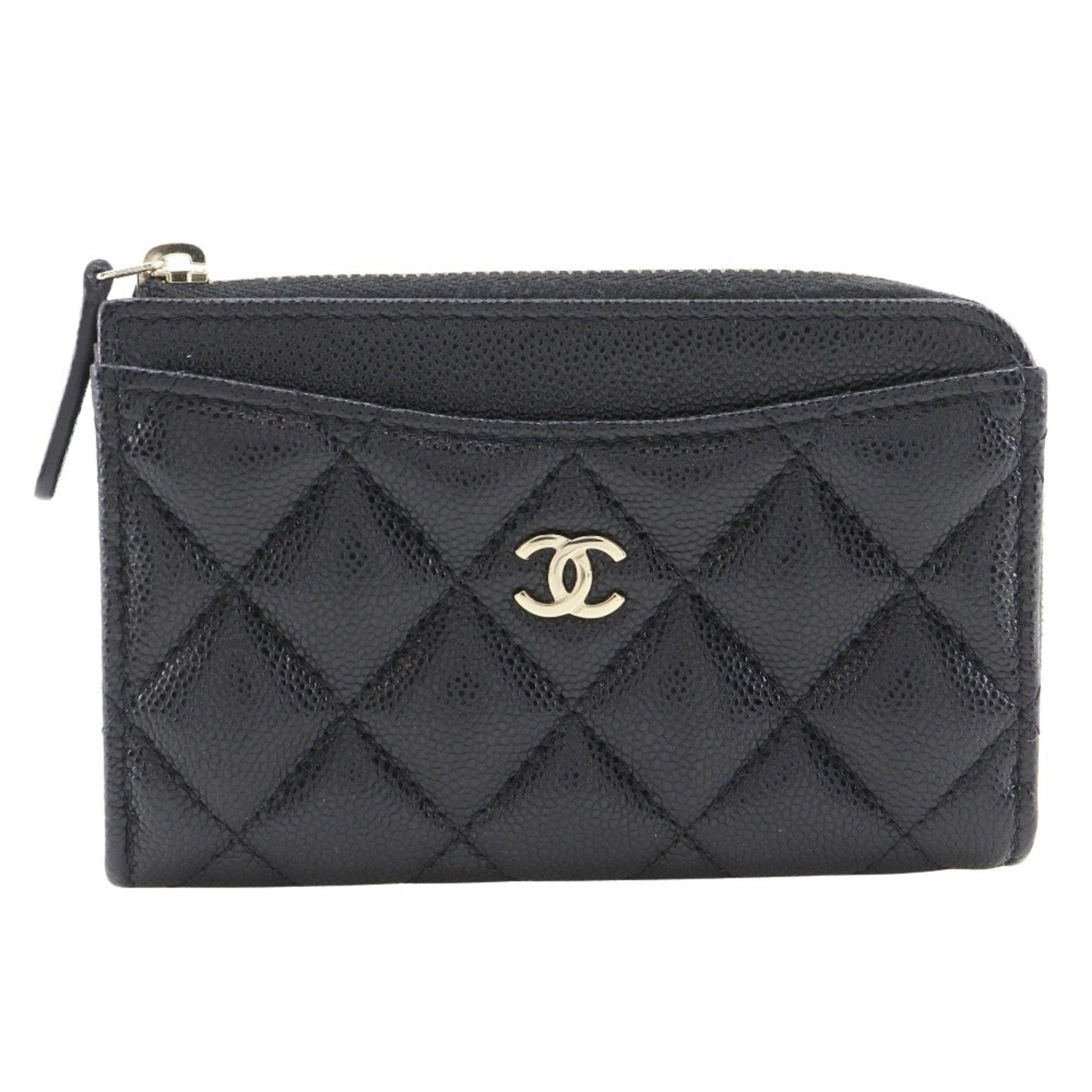 CHANEL Matelasse Coin Case, L-Shaped Fragment Caviar Leather