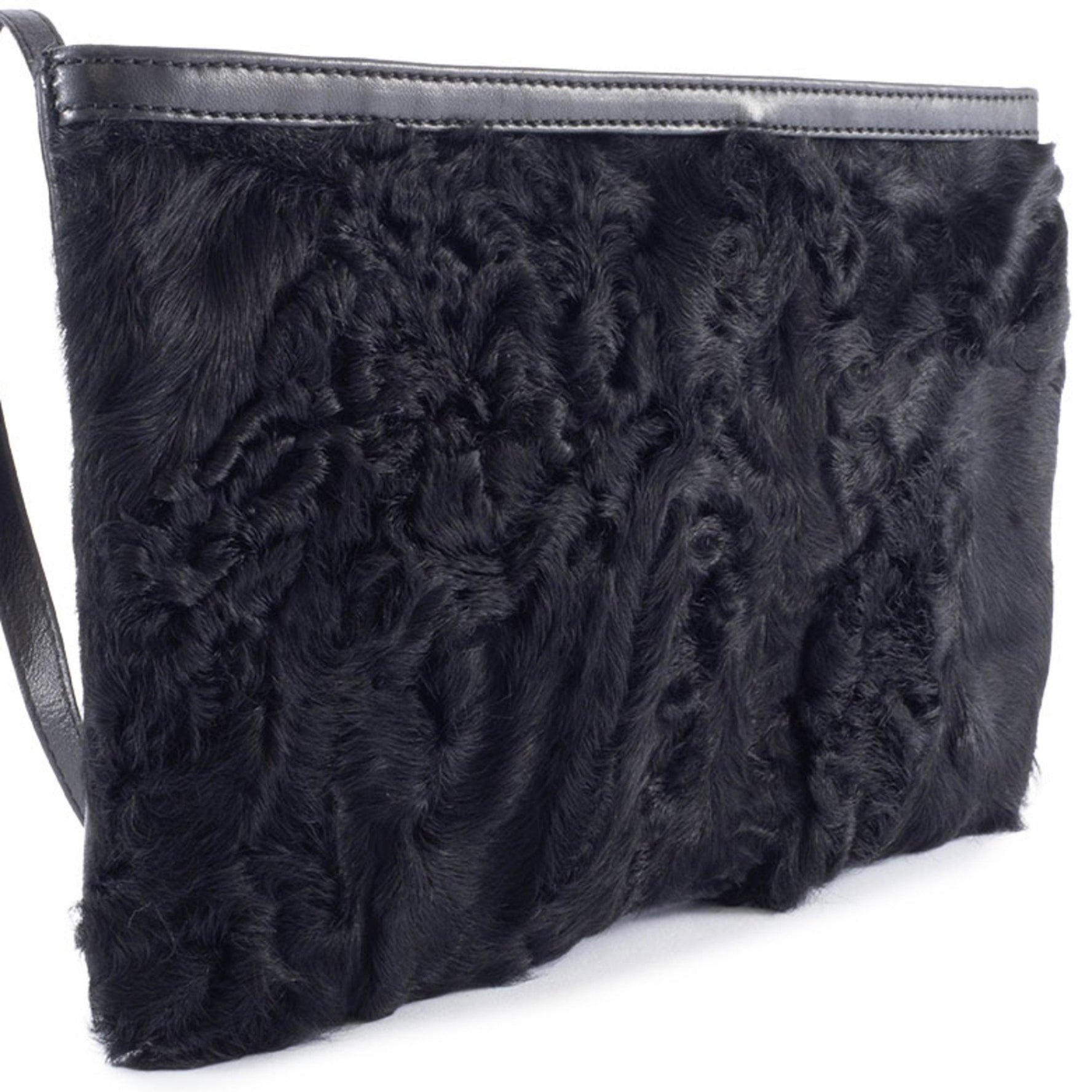 LOEWE fur shoulder bag, and leather, lamb sacoche pochette.