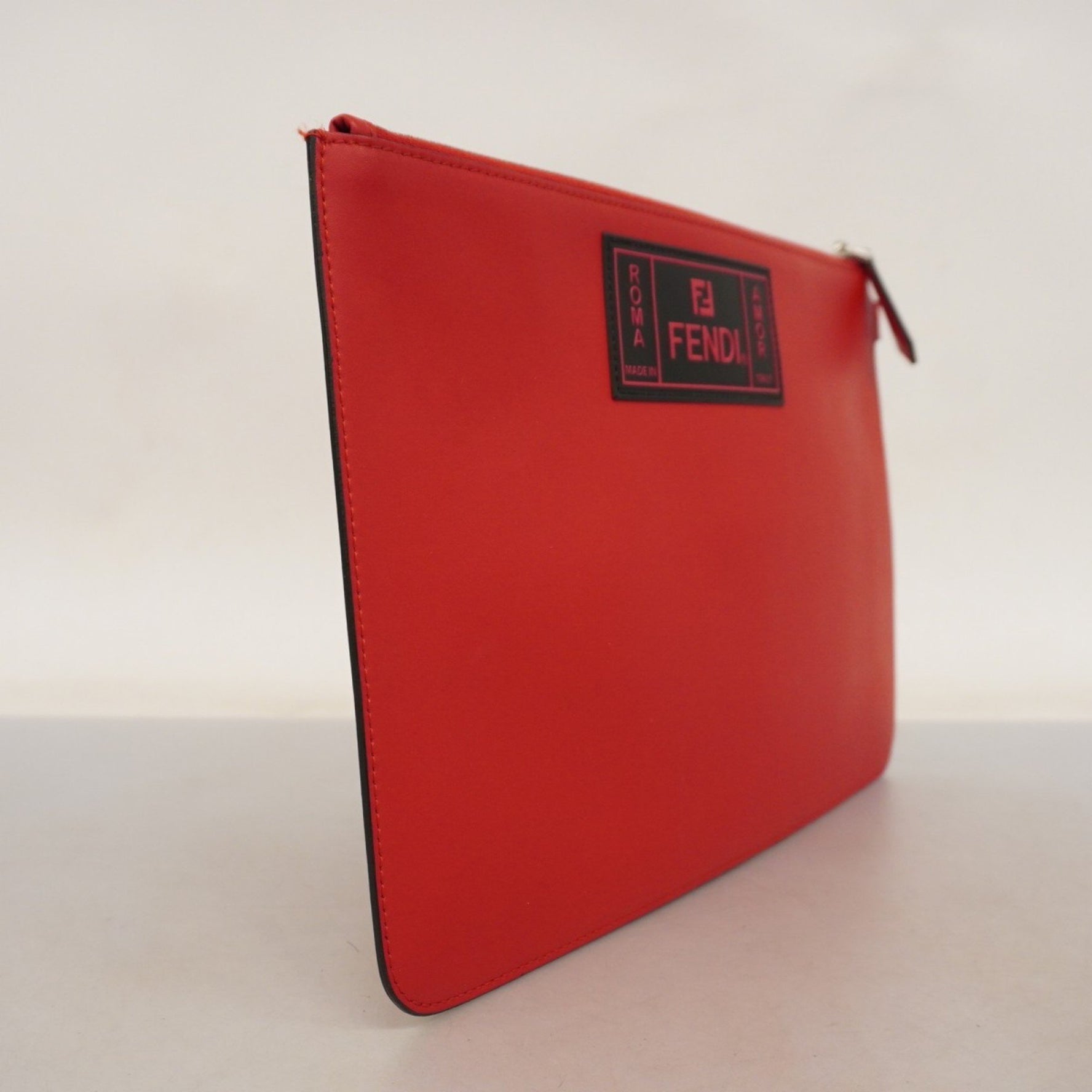 Fendi clutch bag leather red black