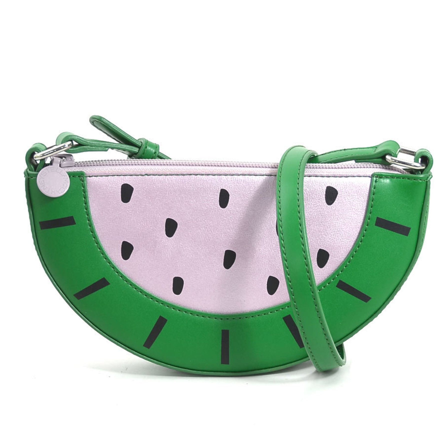 Stella McCartney Shoulder Bag Watermelon Leather Green x Pink Black Kids