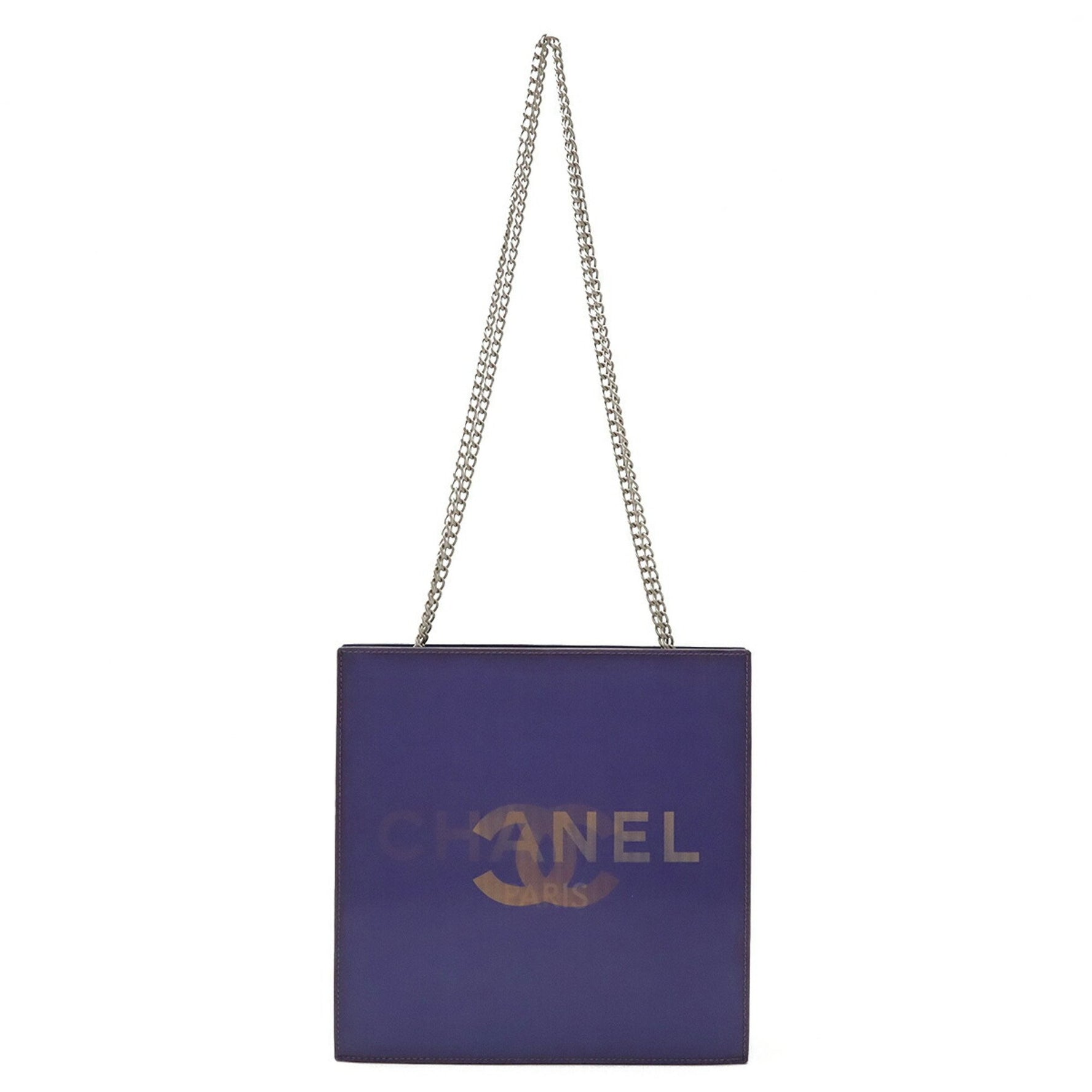 CHANEL Hologram Coco Mark Chain Shoulder Bag Tote Lenticular Vinyl Purple