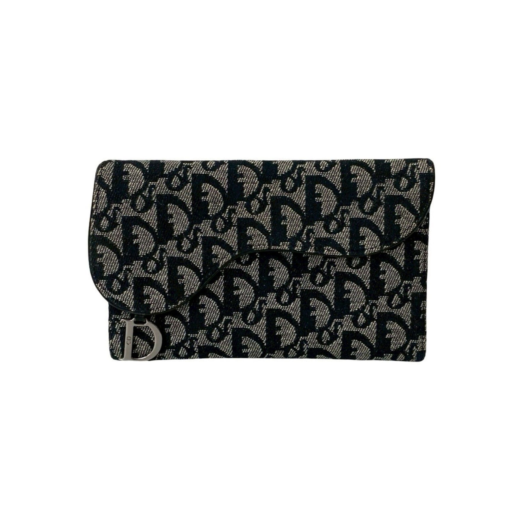 Christian Dior Trotter Pattern Canvas and Leather Tri-Fold Long Wallet