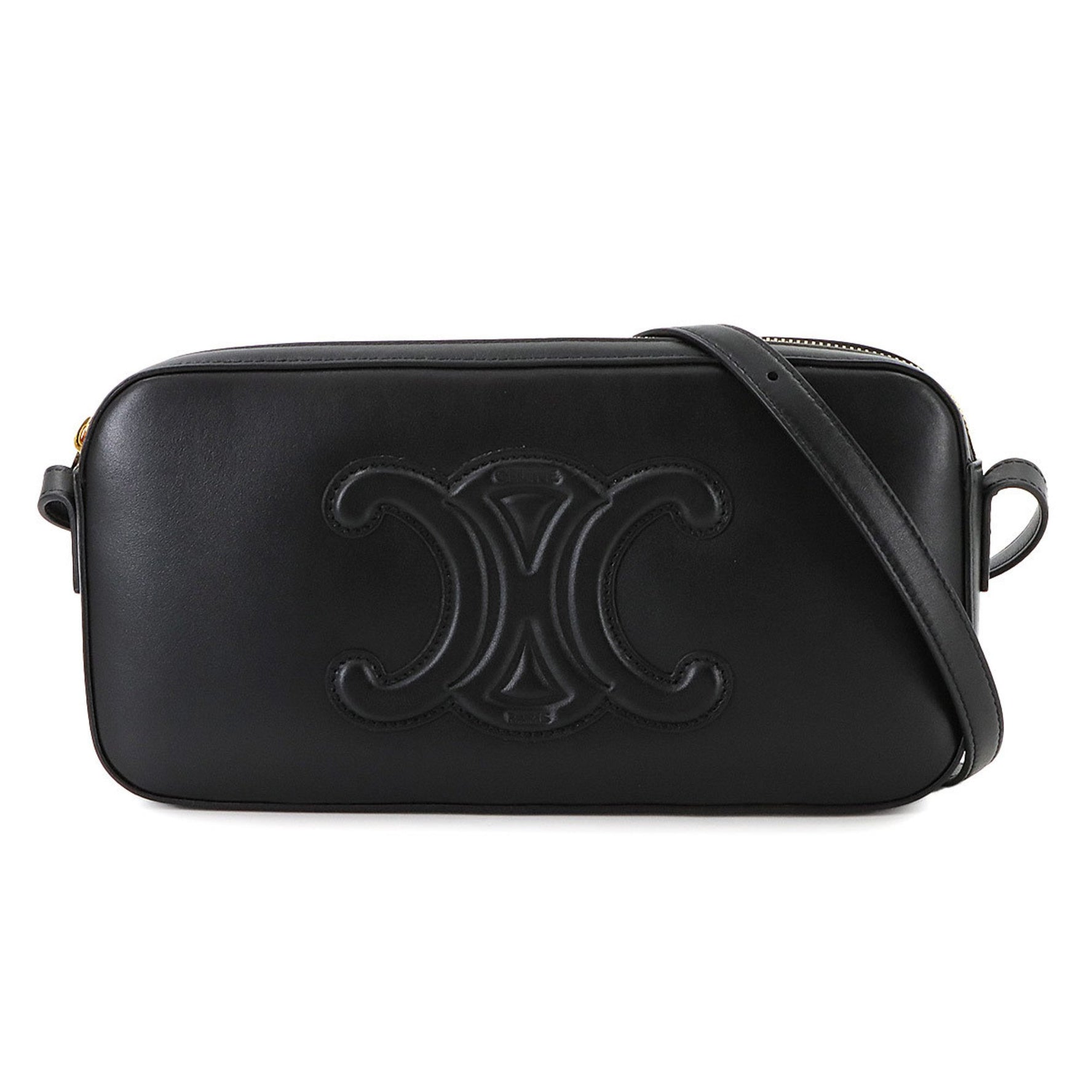 Celine Triomphe Shoulder Bag in Leather with Gold Hardware