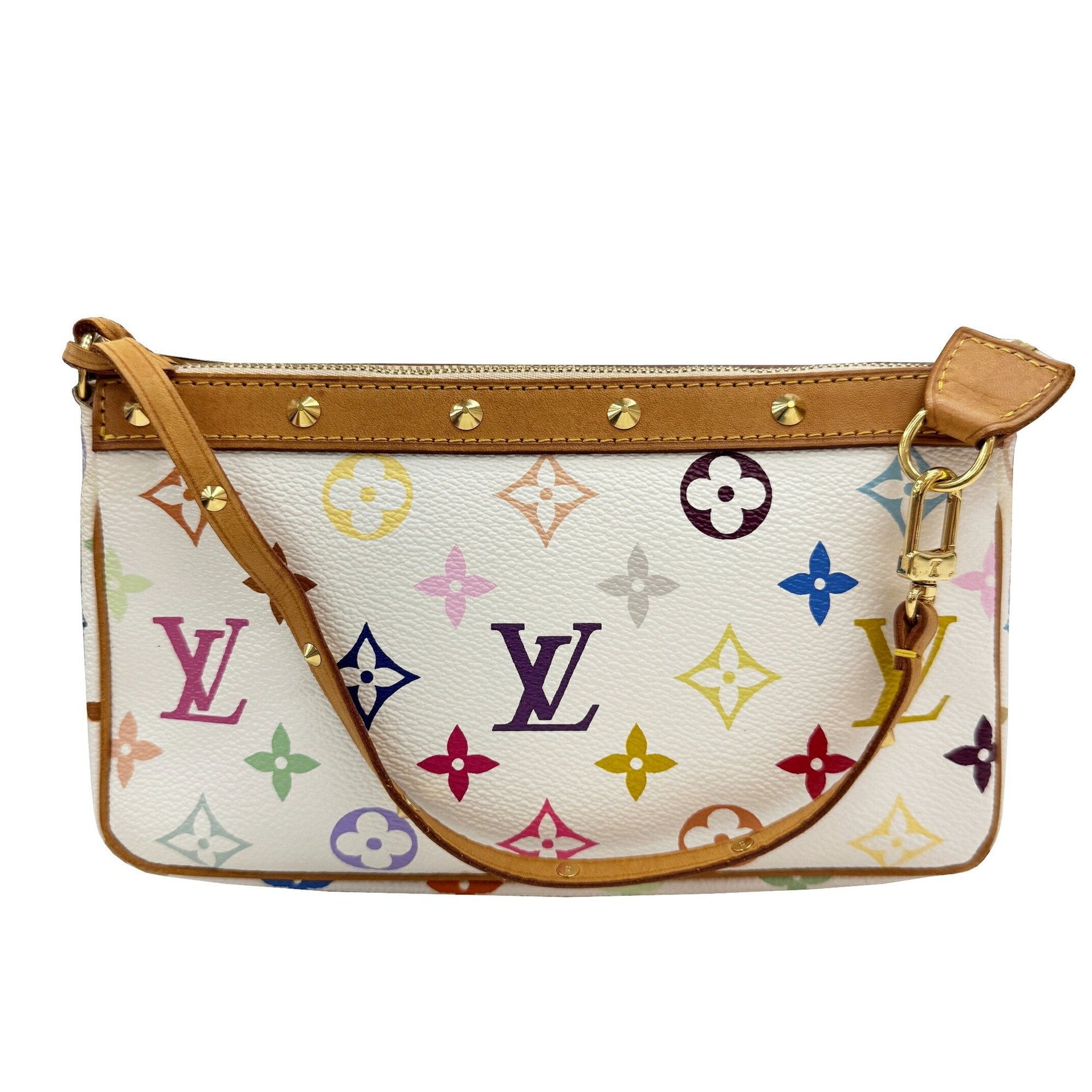 LOUIS VUITTON Pochette Accessoires Monogram Multicolore Blanc White Handbag