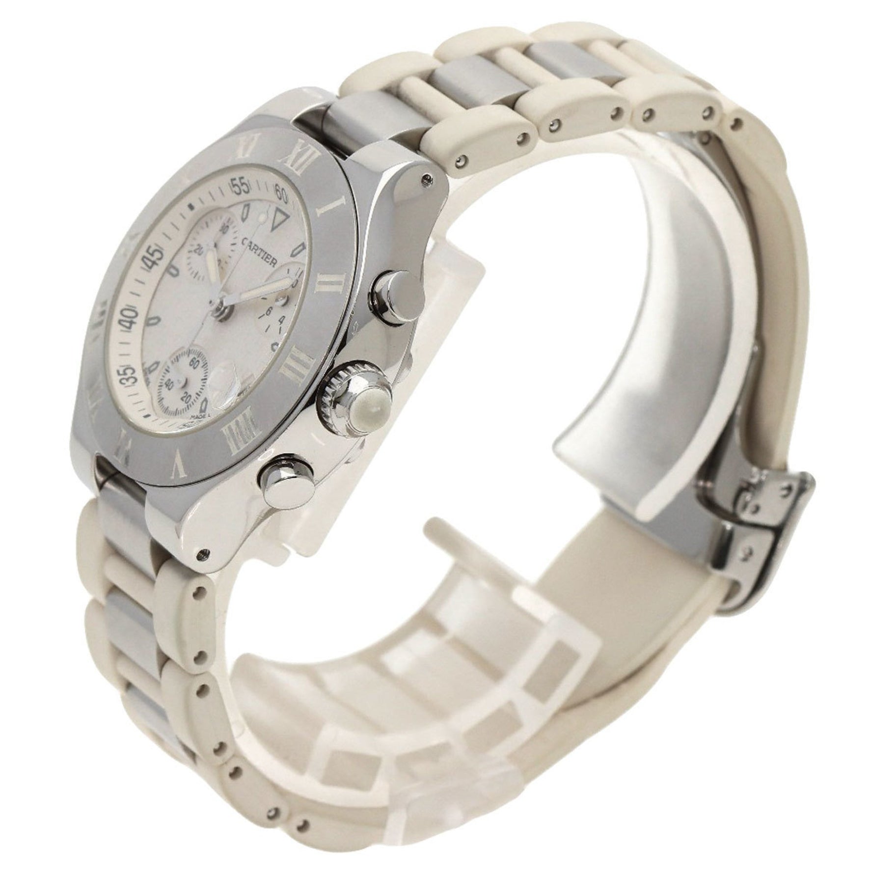 Cartier Chronoscuff SM Watch Stainless Steel Rubber Ladies