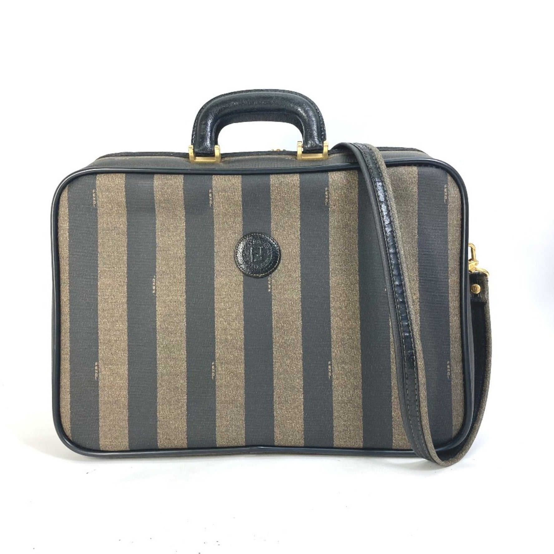 FENDI Pecan Handbag/Shoulder Business Bag in PVC/Leather, Men's, Brown