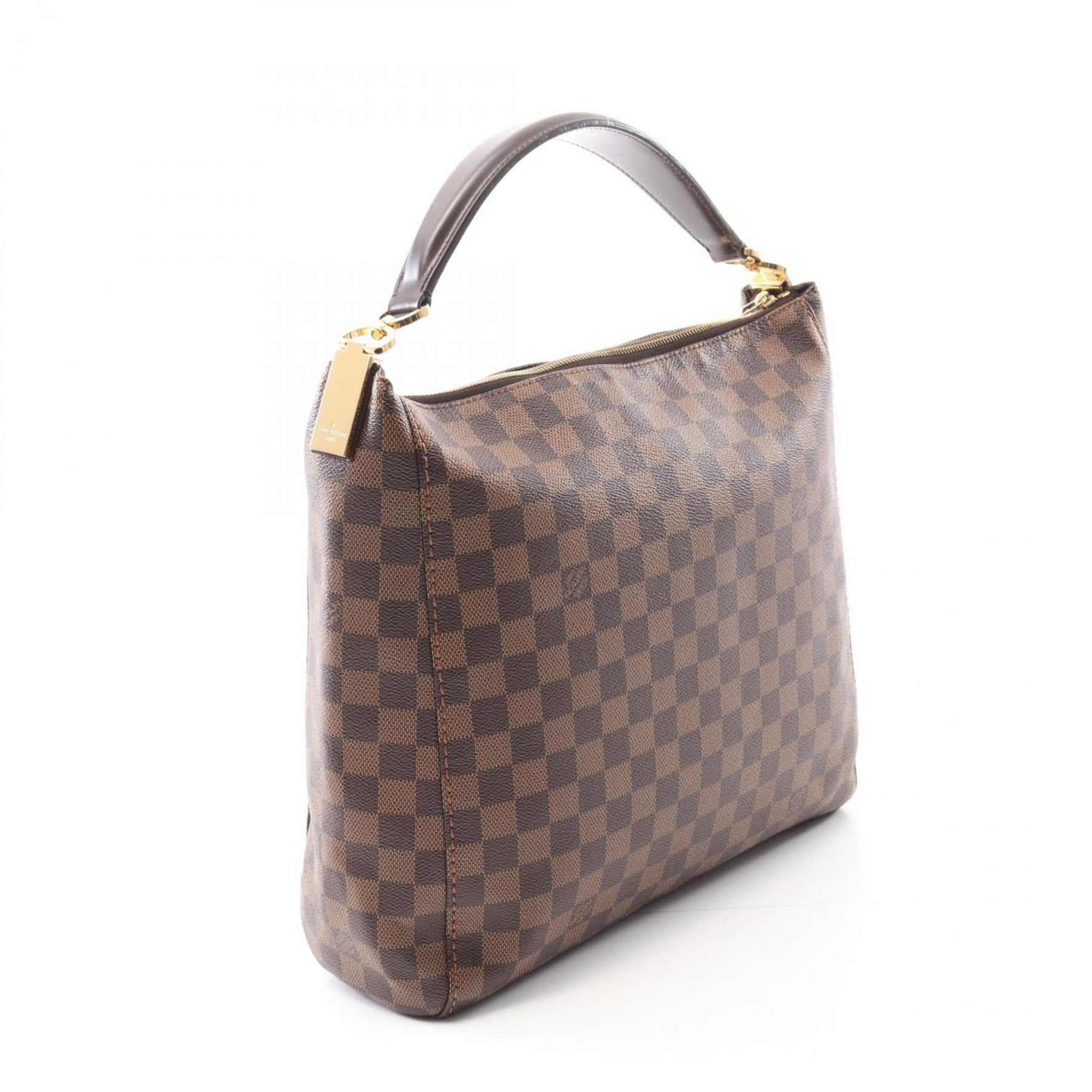 Louis Vuitton Port Perrot PM Shoulder Bag, Coated Canvas, Leather, Damier, Brown