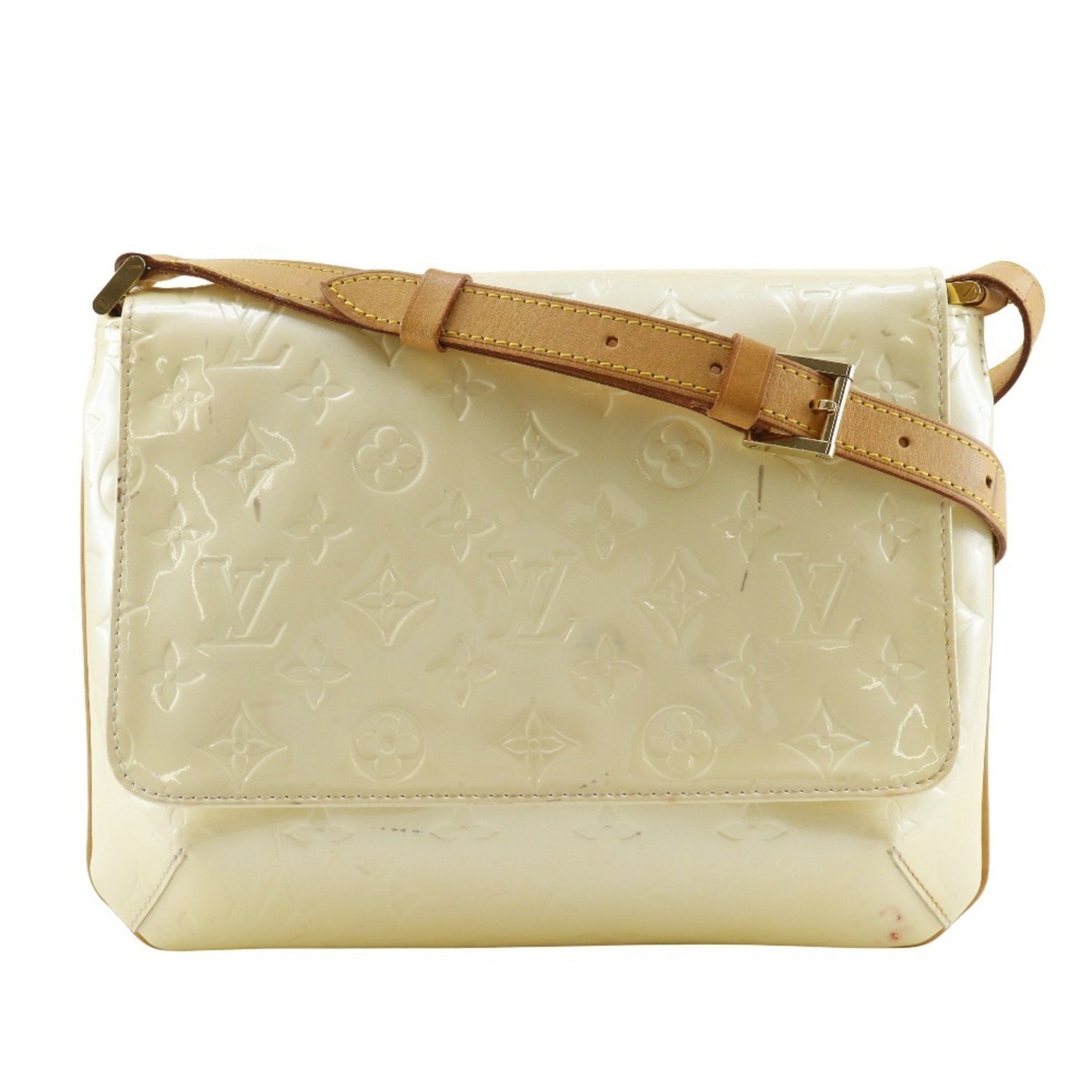 Louis Vuitton Thompson Street Shoulder Bag Monogram Vernis Perle 2005 Off-White Magnet Attachment