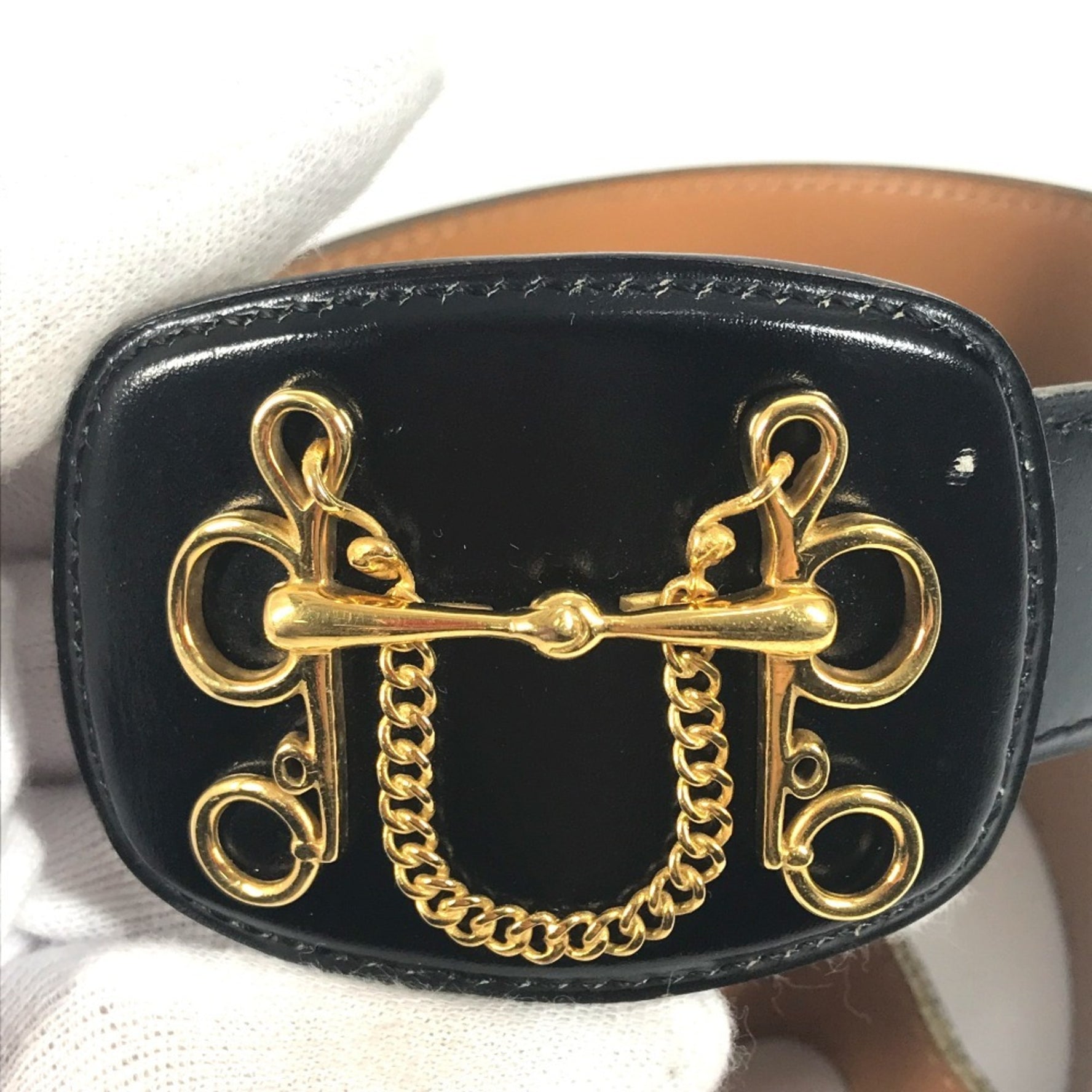 HERMES Vintage Buckle Belt Logo Accessory Fashion Small Items Leather