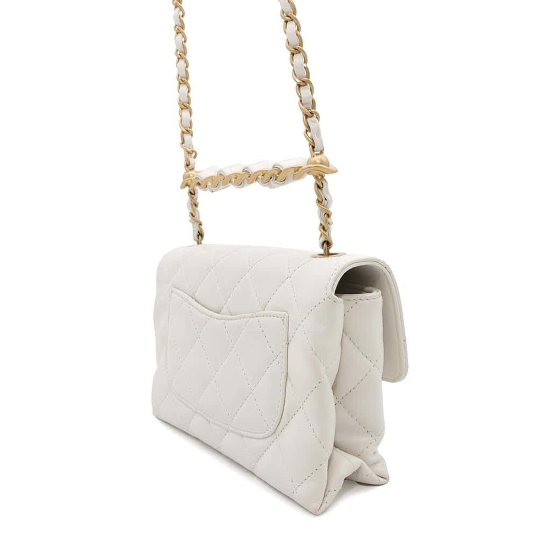 Chanel Chain Shoulder Bag Matelasse Coco Mark Lambskin AS3226 CHANEL 2way White