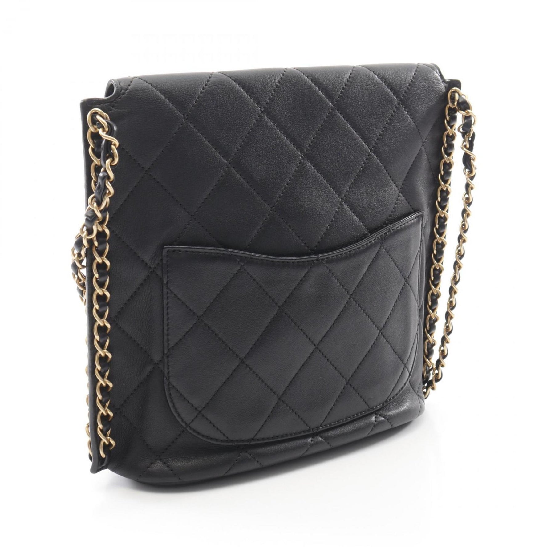 CHANEL Matelasse Shoulder Bag, Lambskin Leather, Women's, Black
