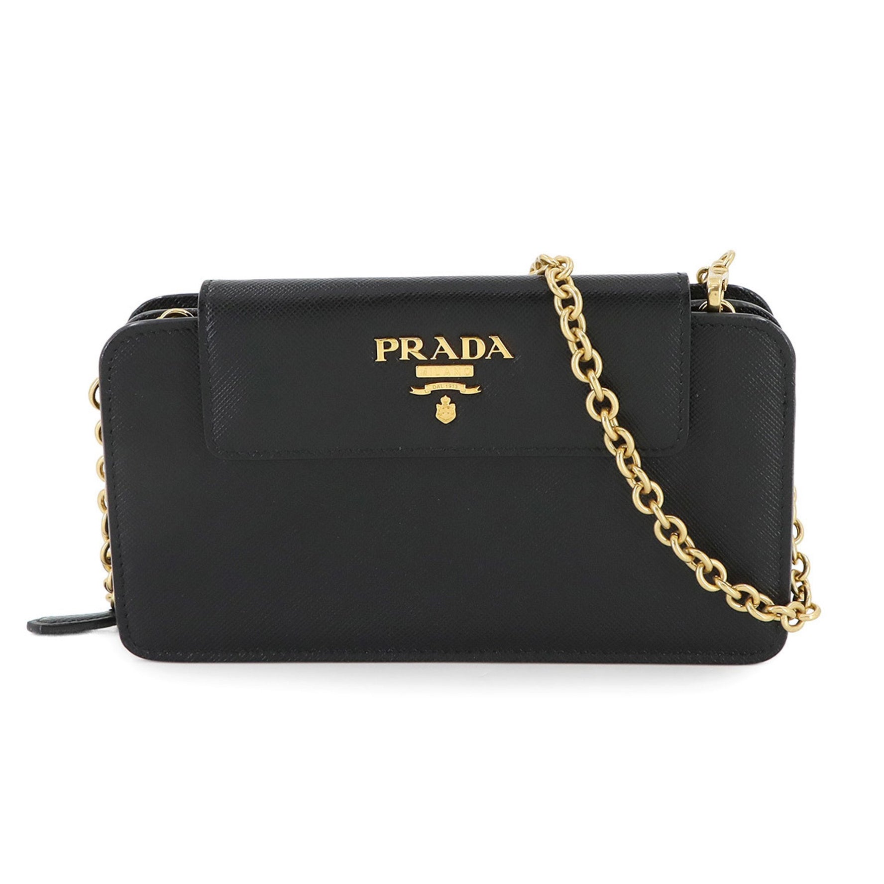 Prada Saffiano Chain Wallet, Leather with Gold Hardware