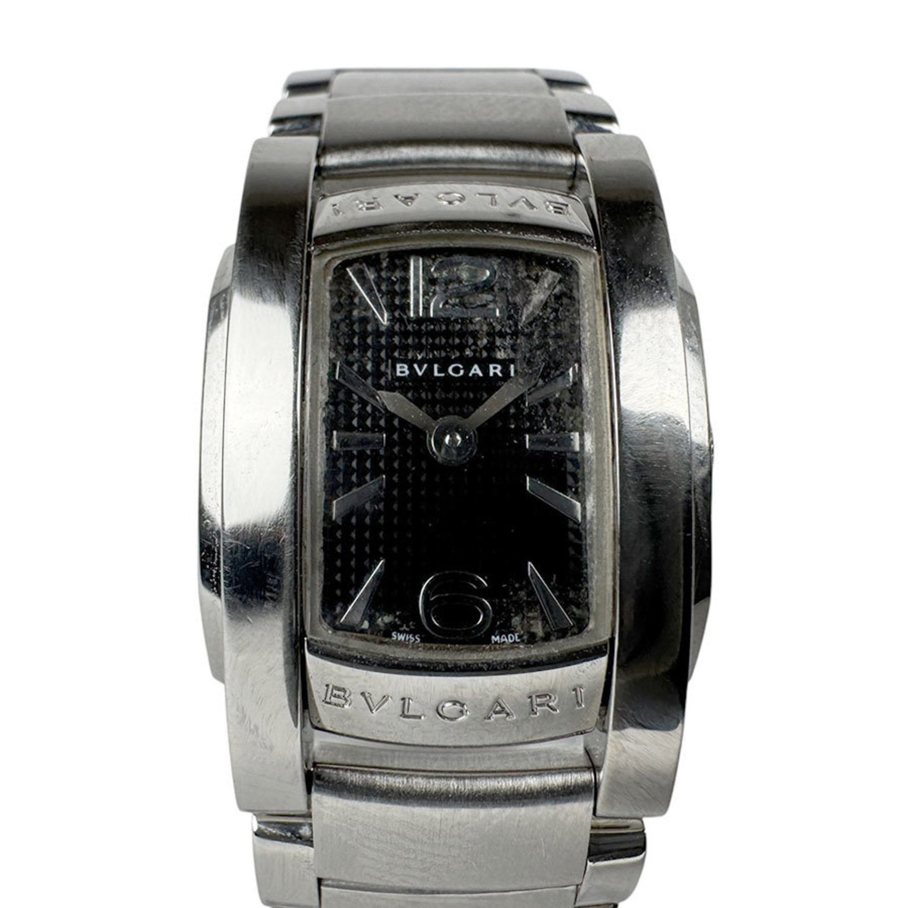 BVLGARI Watch Ashoma Stainless Steel Silver Black Ladies Quartz Dial u0008
