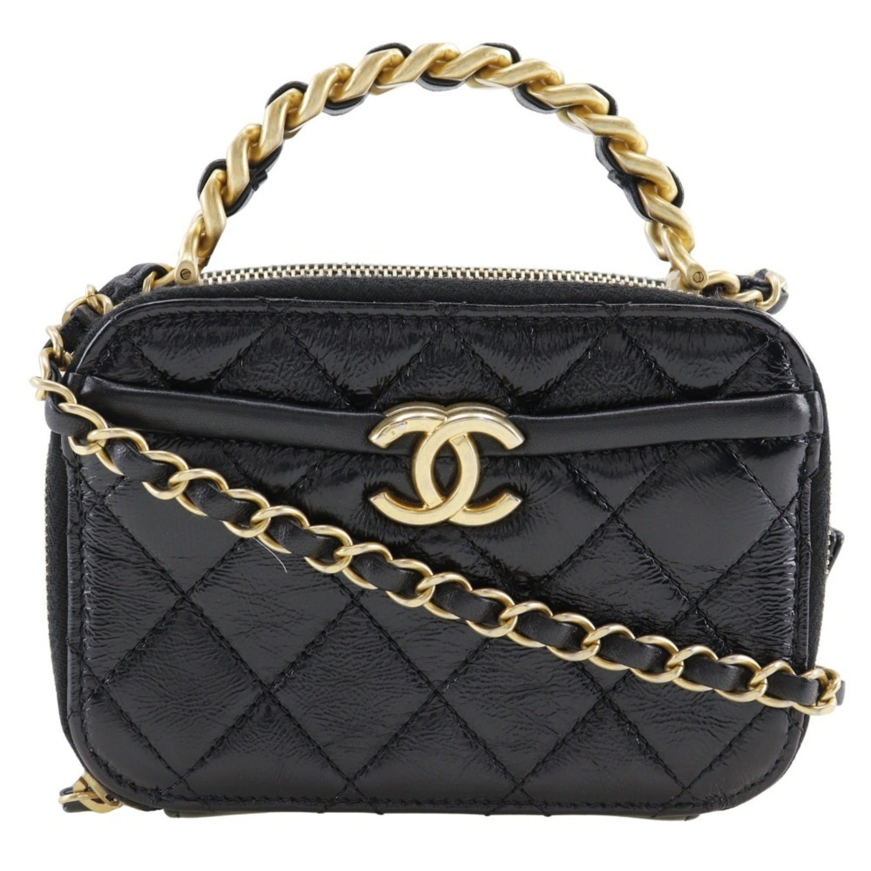 CHANEL Handbag, Matelasse Shoulder Bag, Lambskin, 2020, Black, 2way Mini Women's