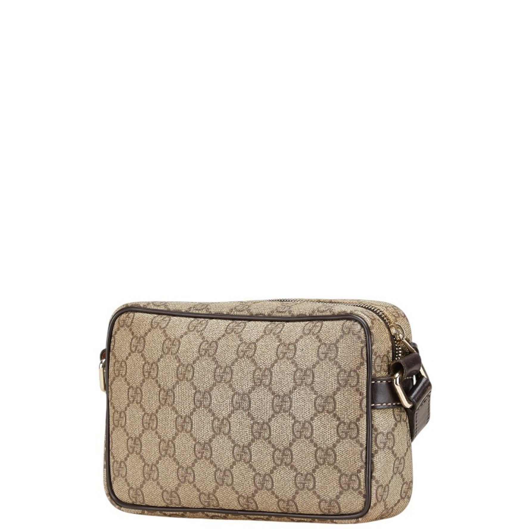 Gucci GG Supreme Crossbody Shoulder Bag Beige Brown Leather