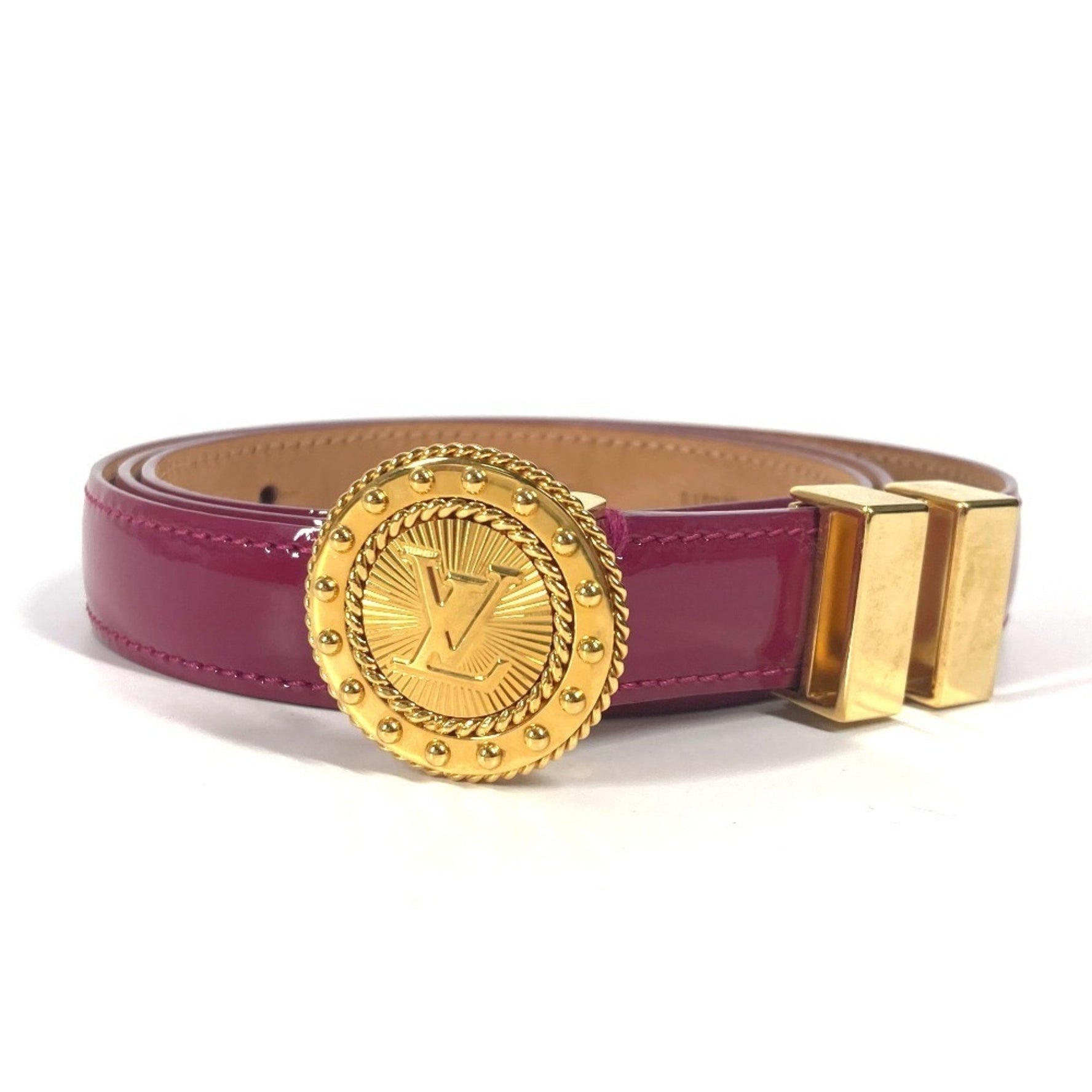 Louis Vuitton Vernis LV Logo Buckle Belt Accessory Thin Amuro Merino Mouton