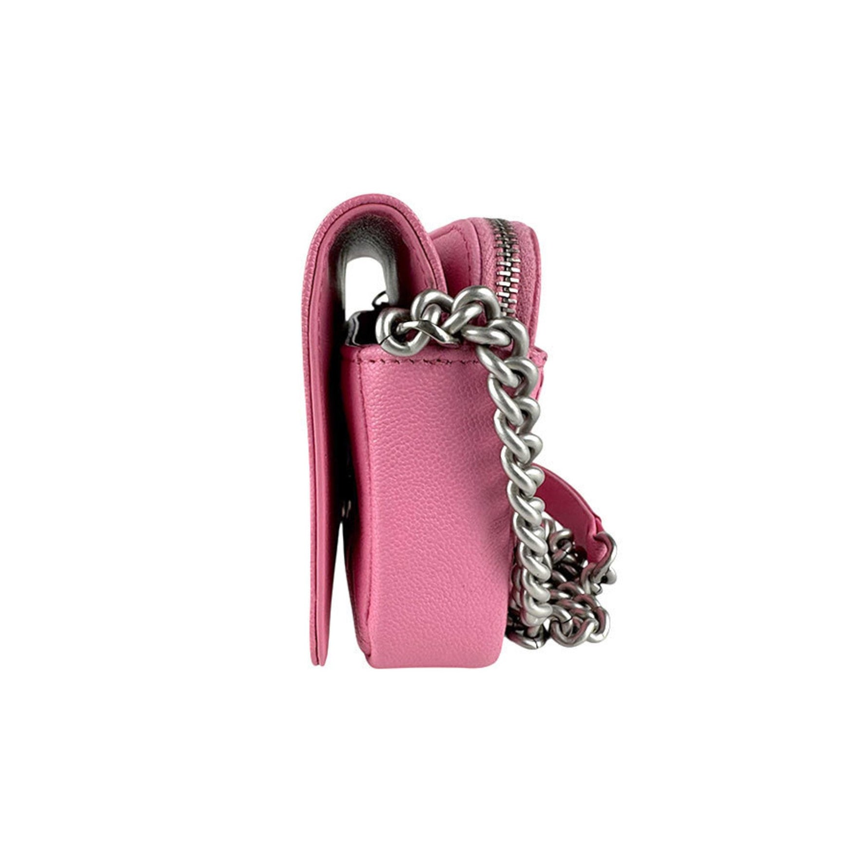 CHANEL Shoulder Bag with Chain Wallet, Caviar Leather and Metallic, Silver