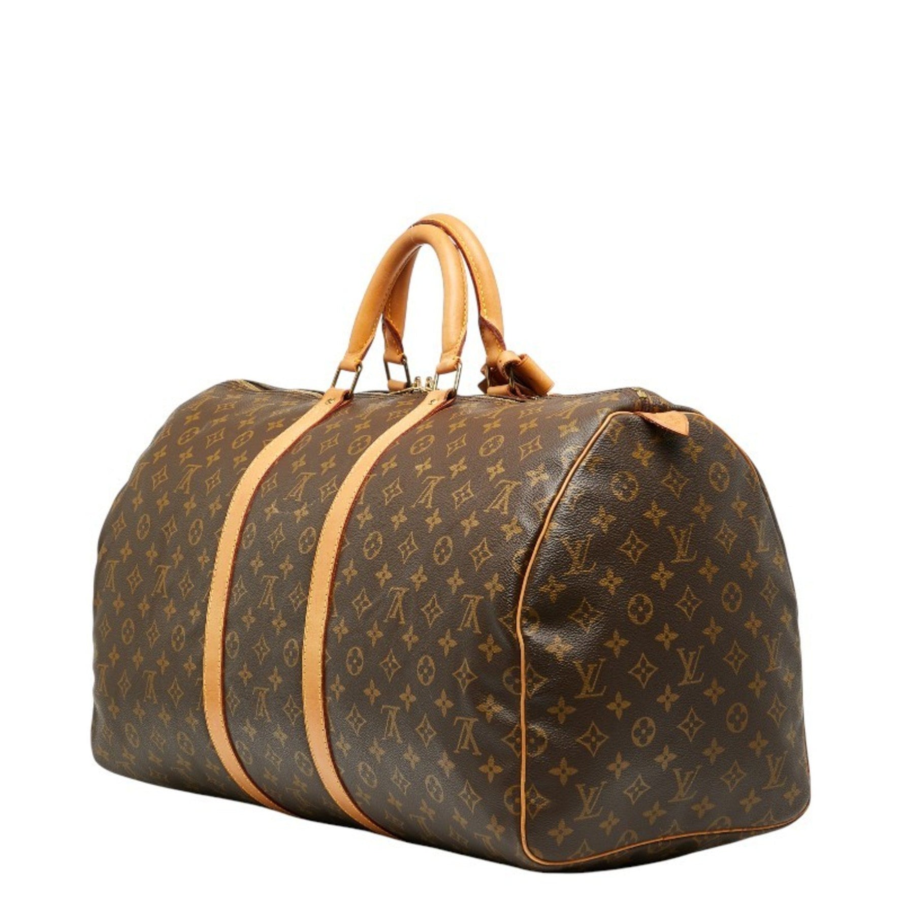 Louis Vuitton Monogram Keepall 55 Boston Bag, Travel Brown PVC Leather, LOUIS VUITTON