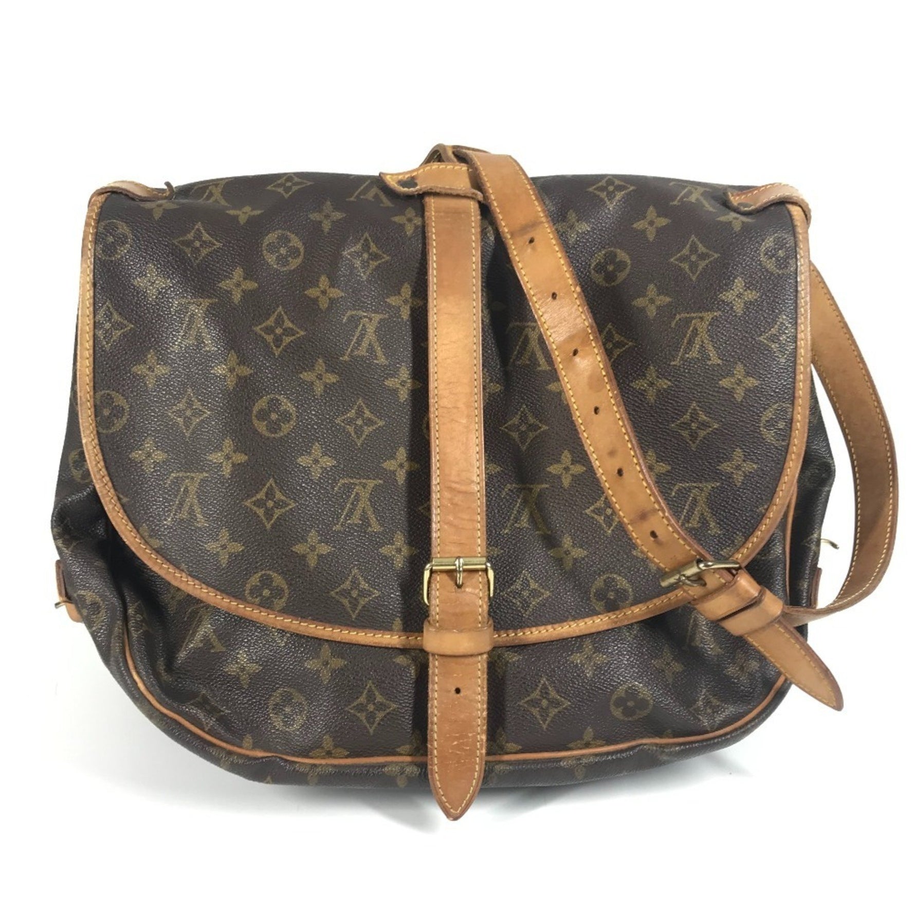 LOUIS VUITTON Monogram Saumur GM Shoulder Bag with Flap, Canvas