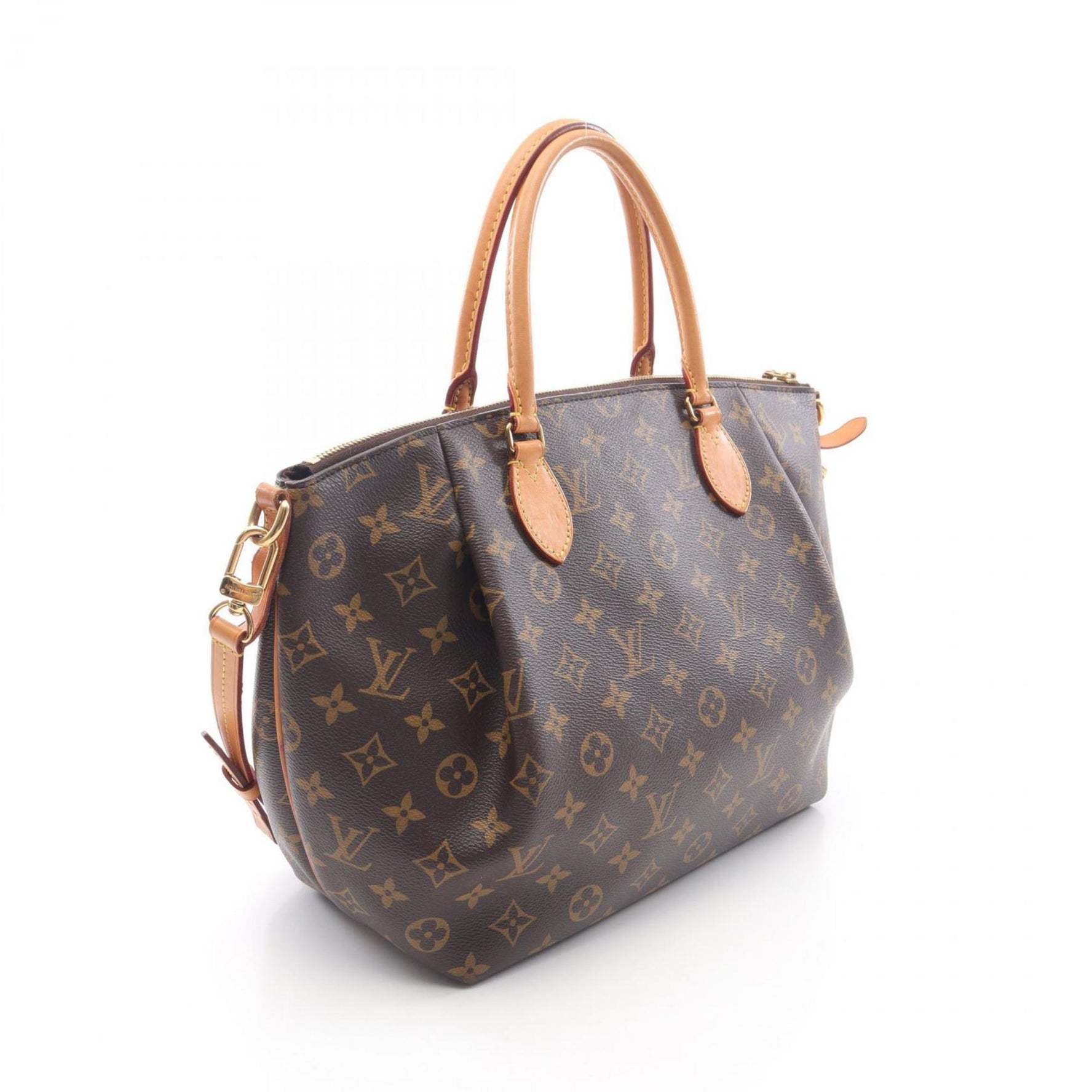 Louis Vuitton Turen MM Handbag, Coated Canvas and Leather, Monogram, Brown