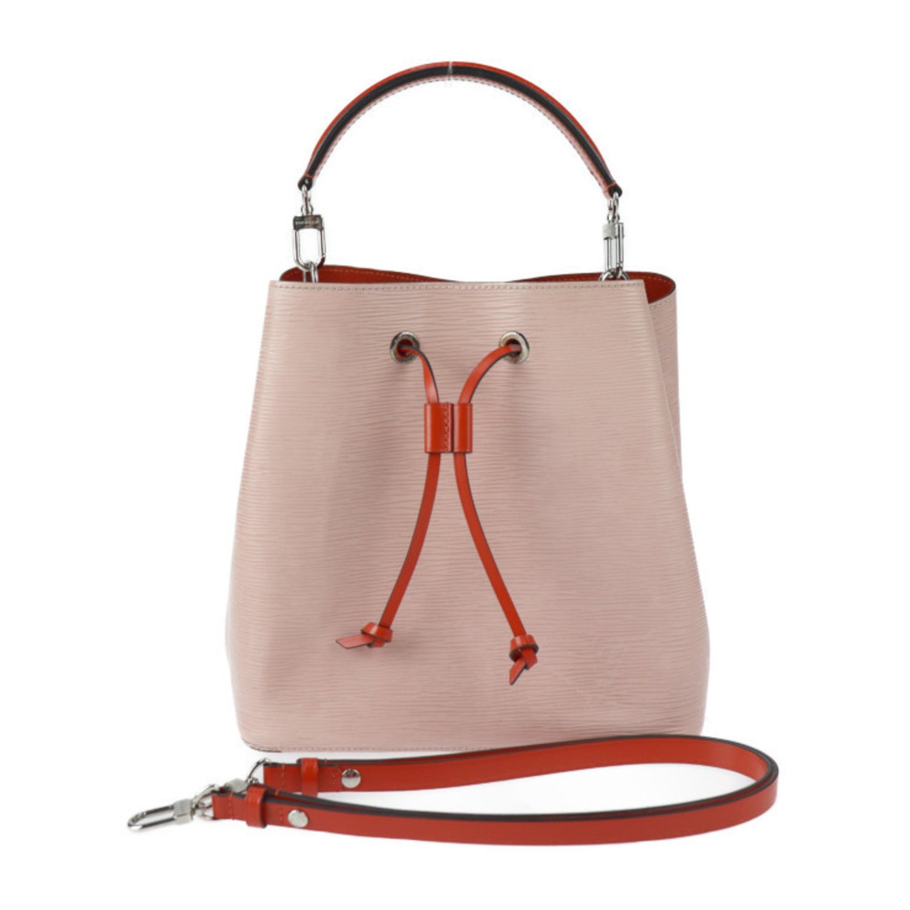Louis Vuitton Neonoe Handbag Epi Leather Calf Rose Ballerine Orange Series Silver Hardware Shoulder Bicolor