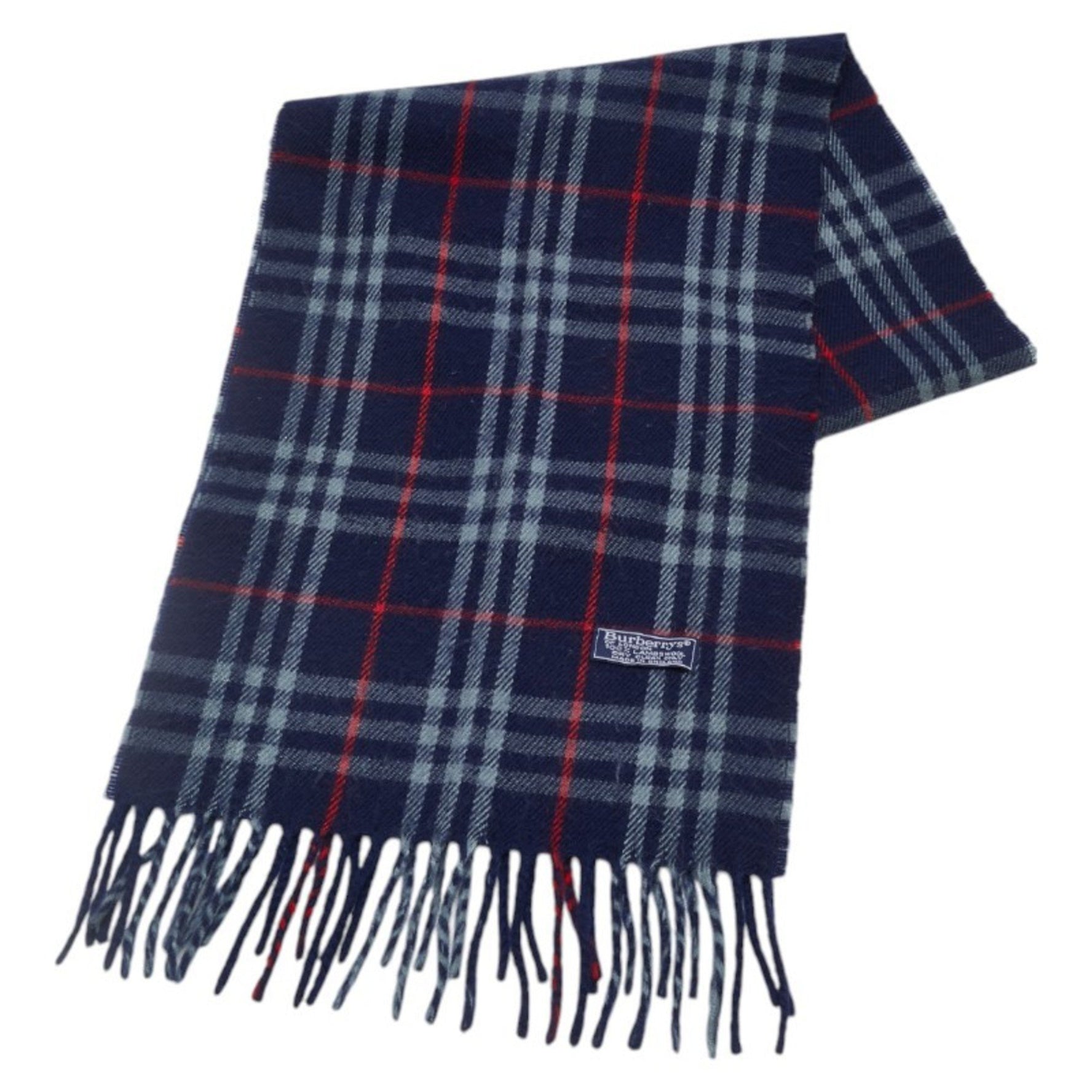 Burberry Nova Check Scarf Navy Multicolor Wool Women's BURBERRY