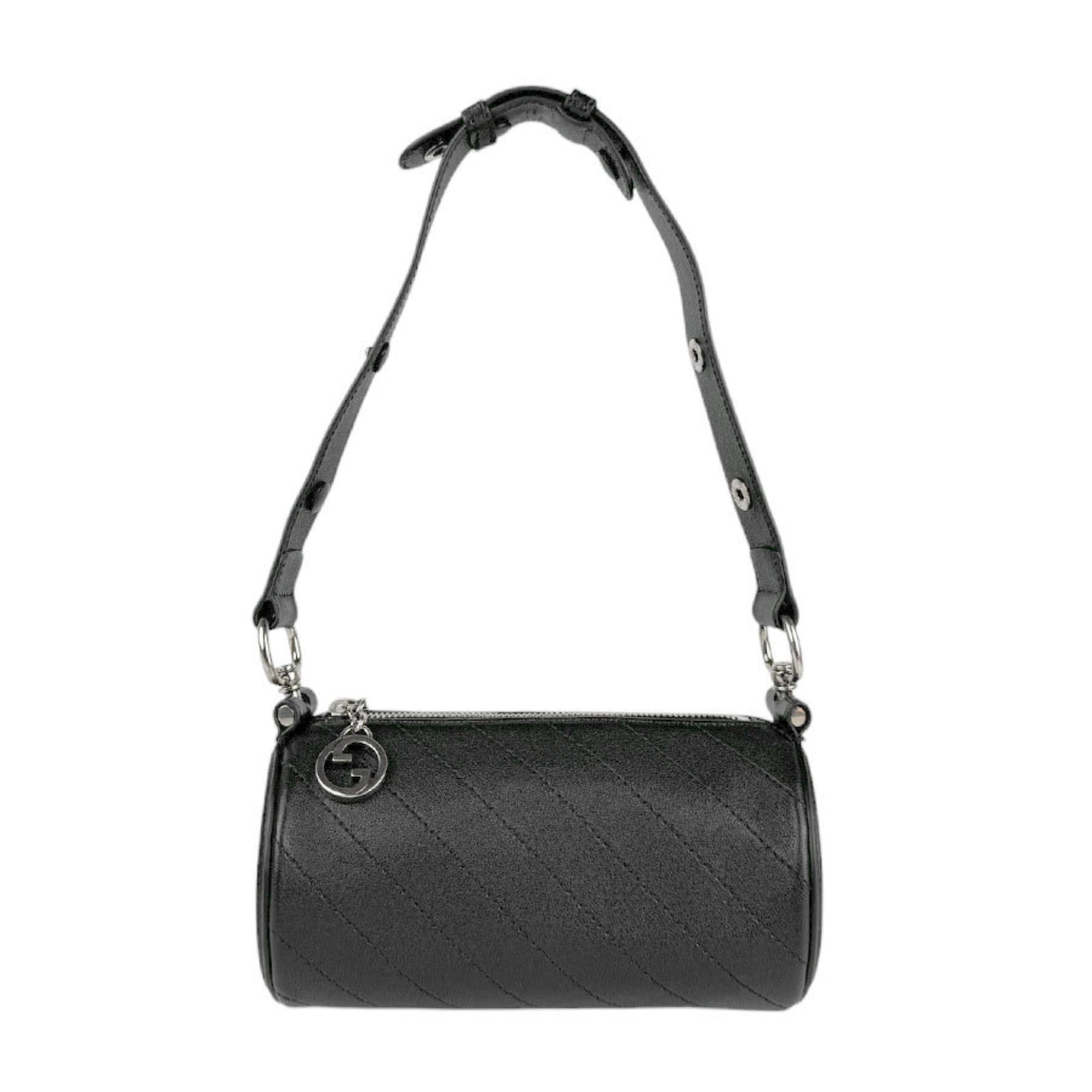 GUCCI Shoulder Bag Leather Silver