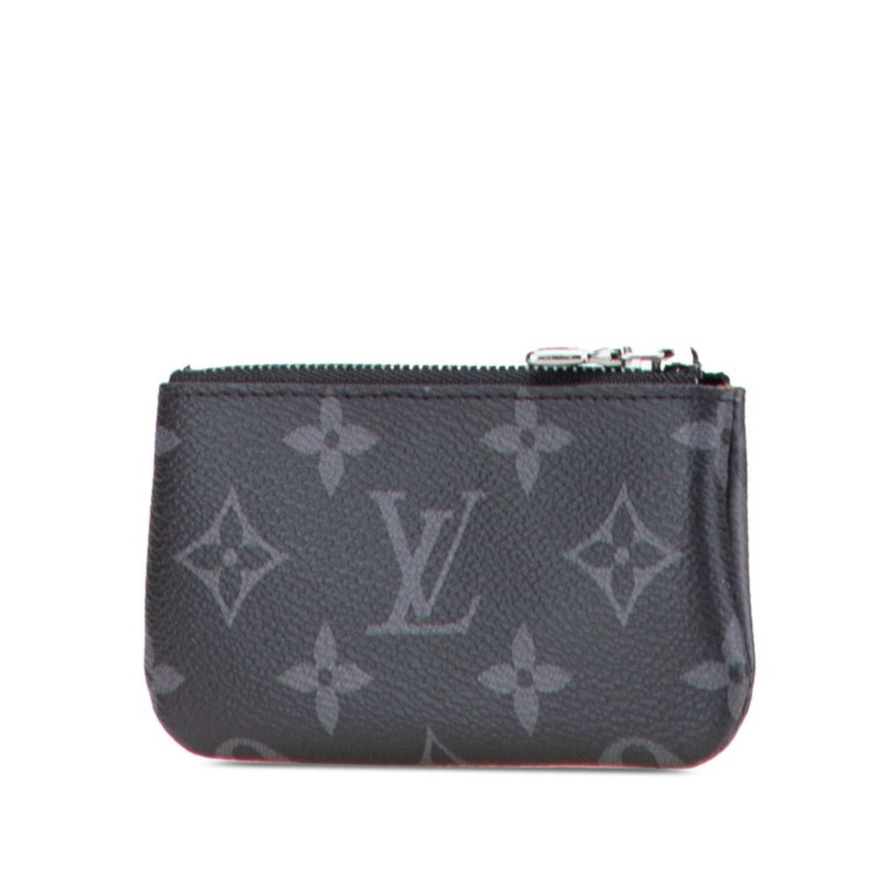Louis Vuitton Monogram Eclipse Pochette Clé Reverse Coin Case PVC Leather
