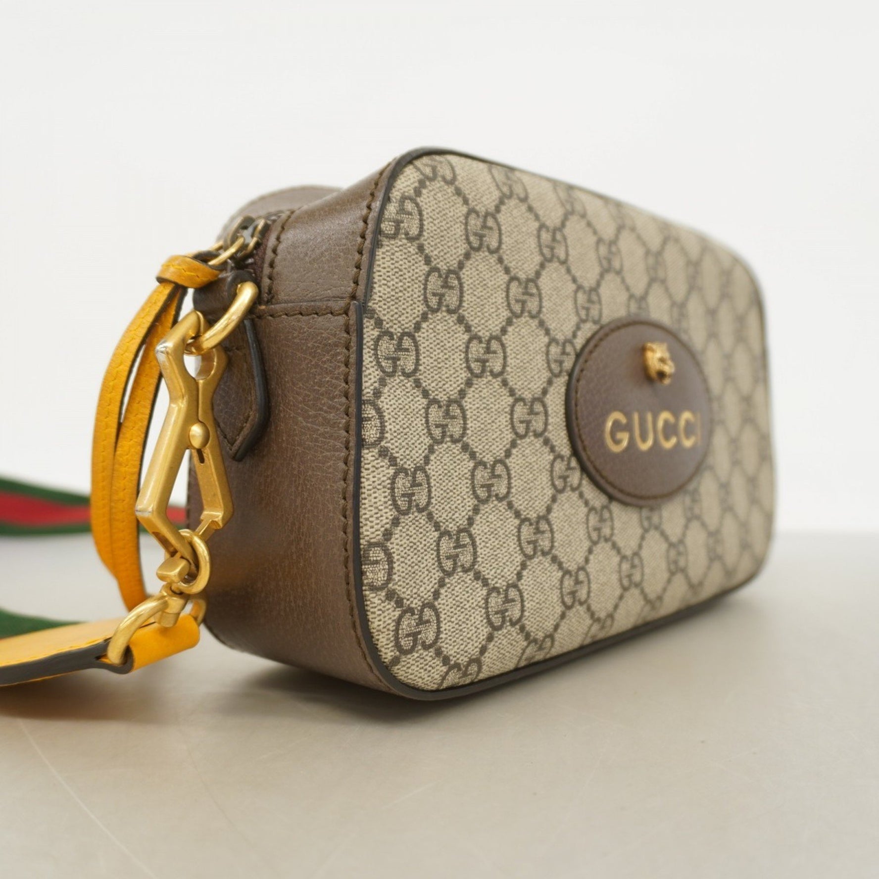Gucci GG Supreme Sherry Line Shoulder Bag Beige Brown