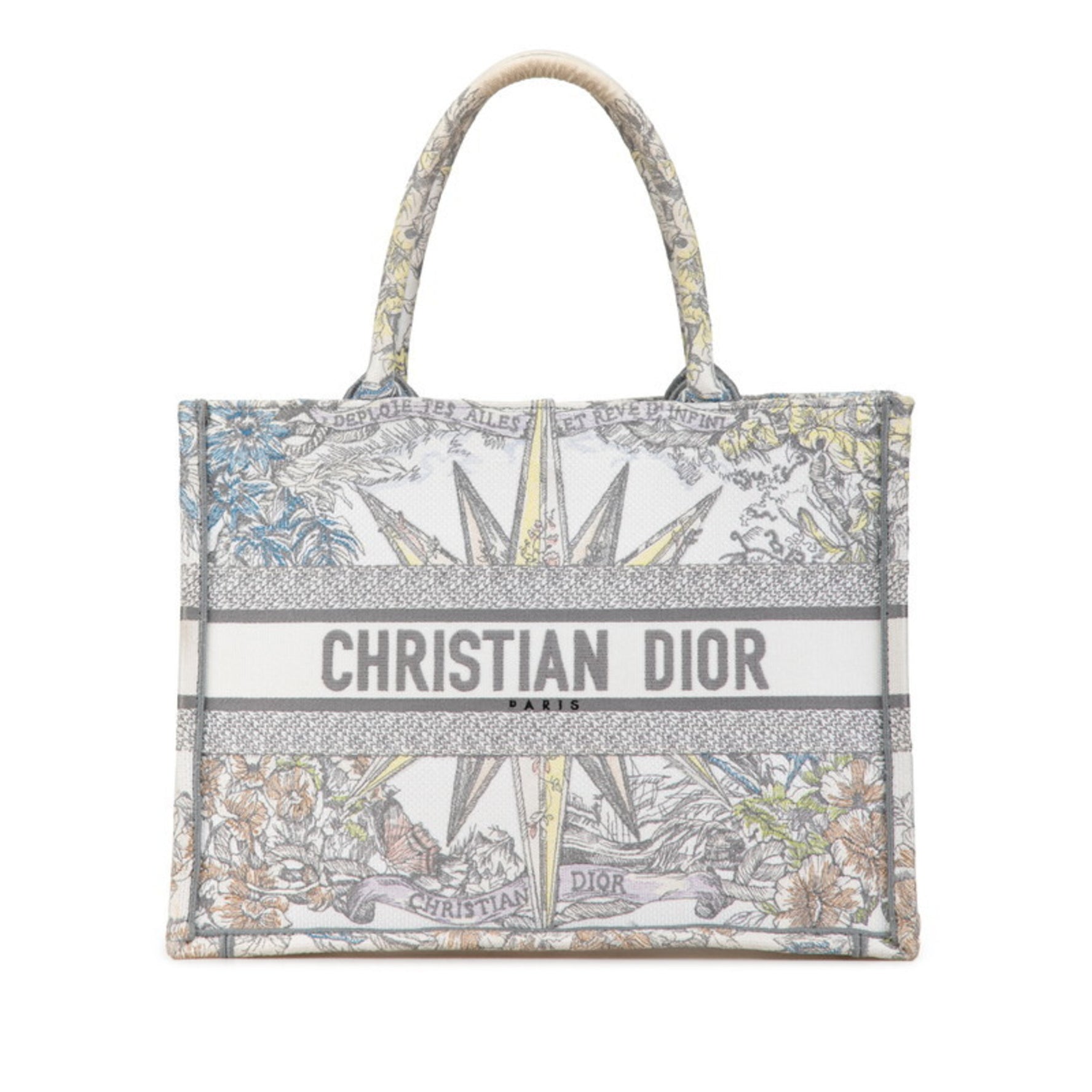 Christian Dior Dior Reve d'Anfini Book Tote Bag White Multicolor Jacquard