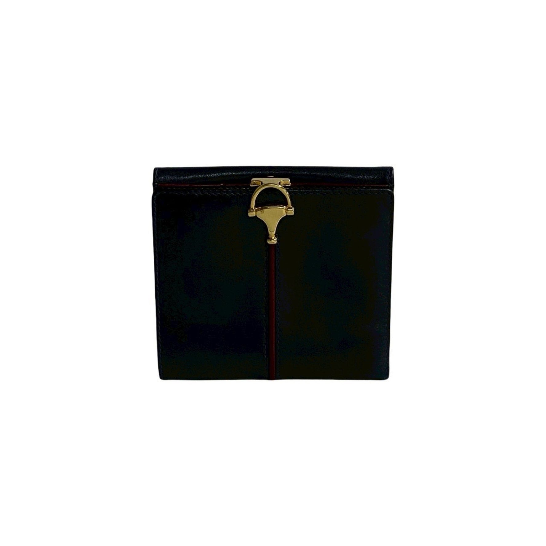 GUCCI Old Gucci Horsebit Leather Bifold Mini Wallet Navy