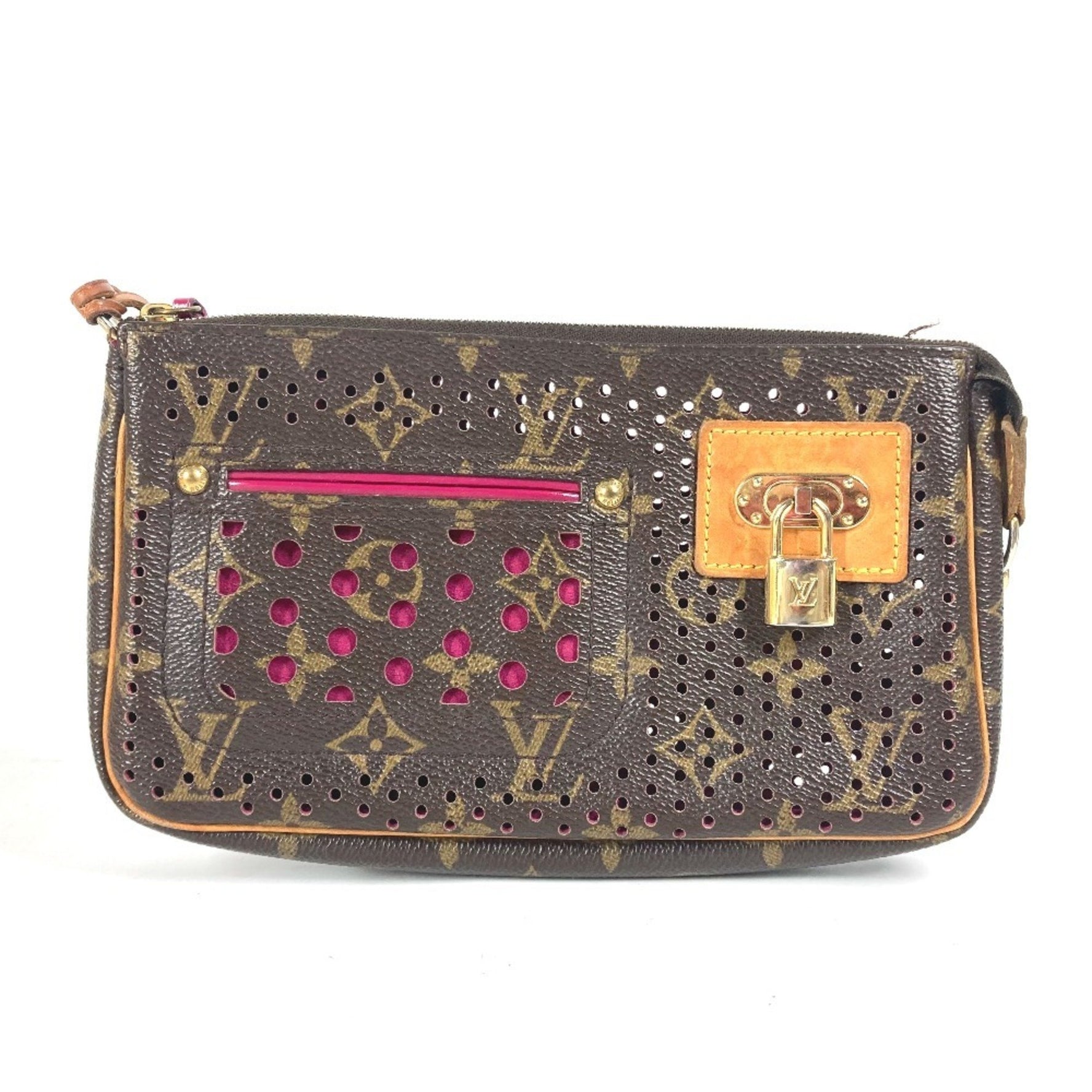 Louis Vuitton Monogram Verfoux Pochette Accessory Pouch Shoulder Bag Canvas Fuchsia Pink