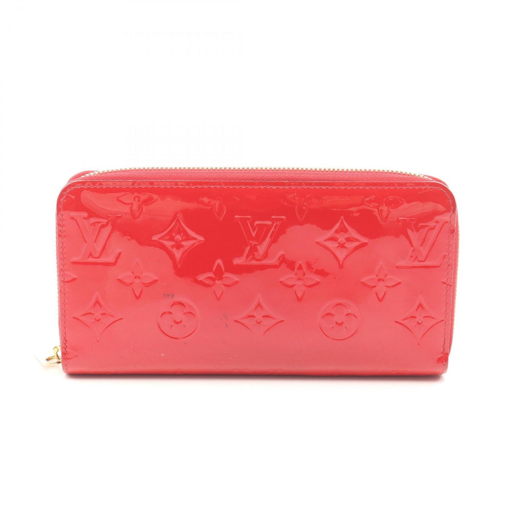 Louis Vuitton Zippy Wallet, Round Long Leather Vernis, Red