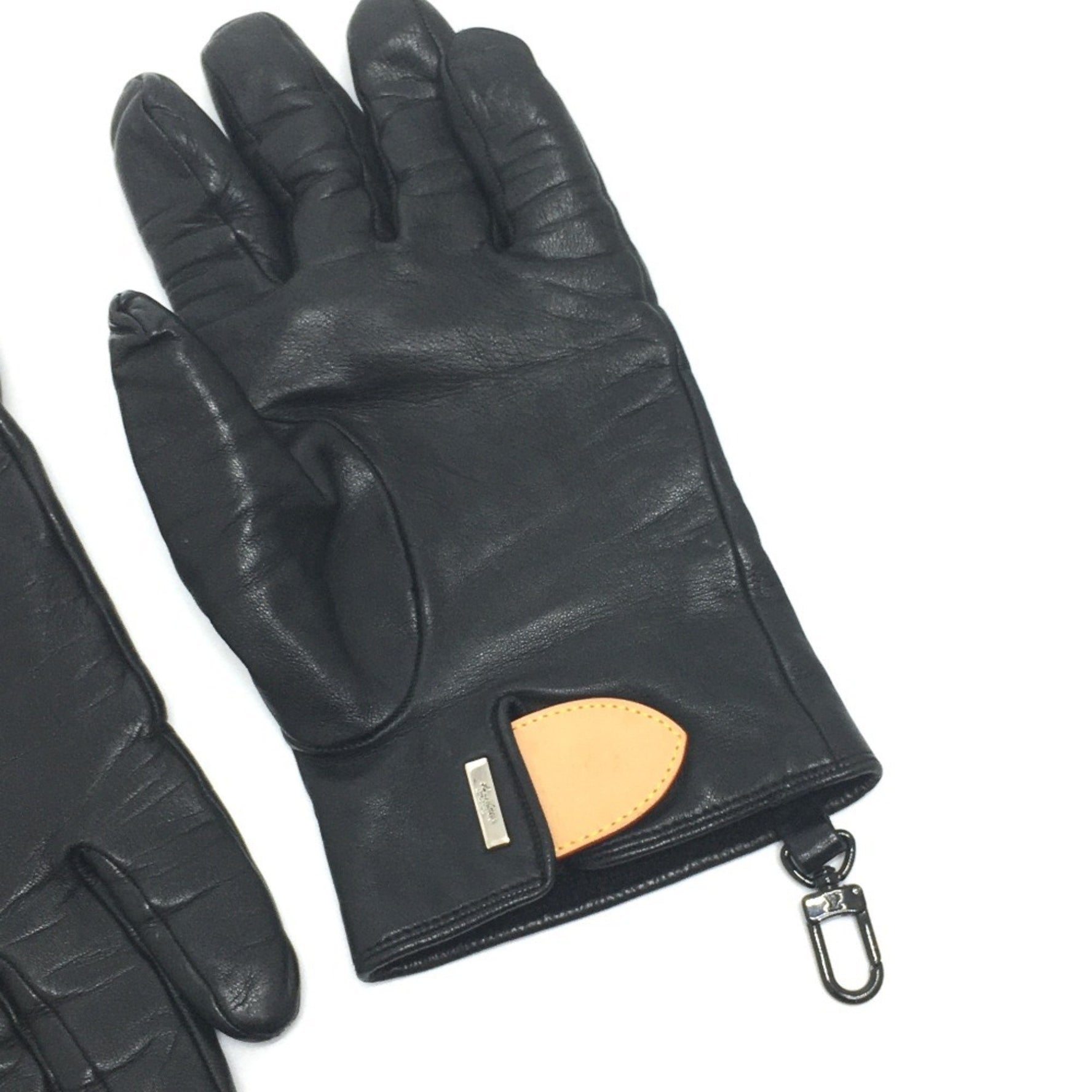 LOUIS VUITTON MP2429 Gon LV Staple Edition Gloves, Cashmere/Leather, Women's, Black