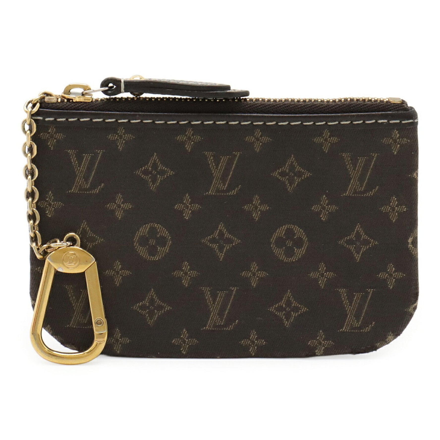 Louis Vuitton Monogram Idylle Pochette Clé Coin Case, Brown Fuzan Leather with Key Hook