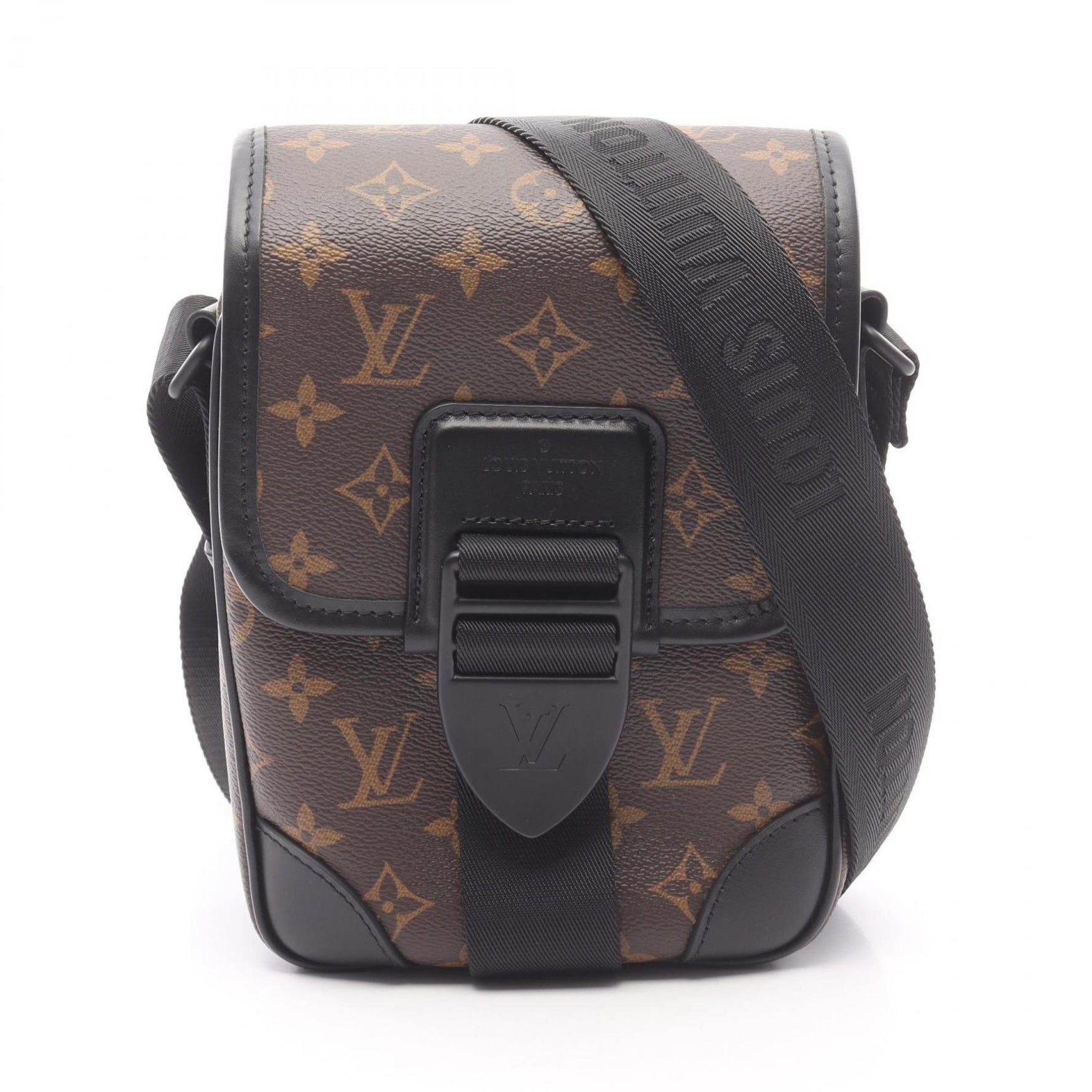 Louis Vuitton Archie Messenger Shoulder Bag, Coated Canvas and Leather, Monogram Macassar, Brown Black
