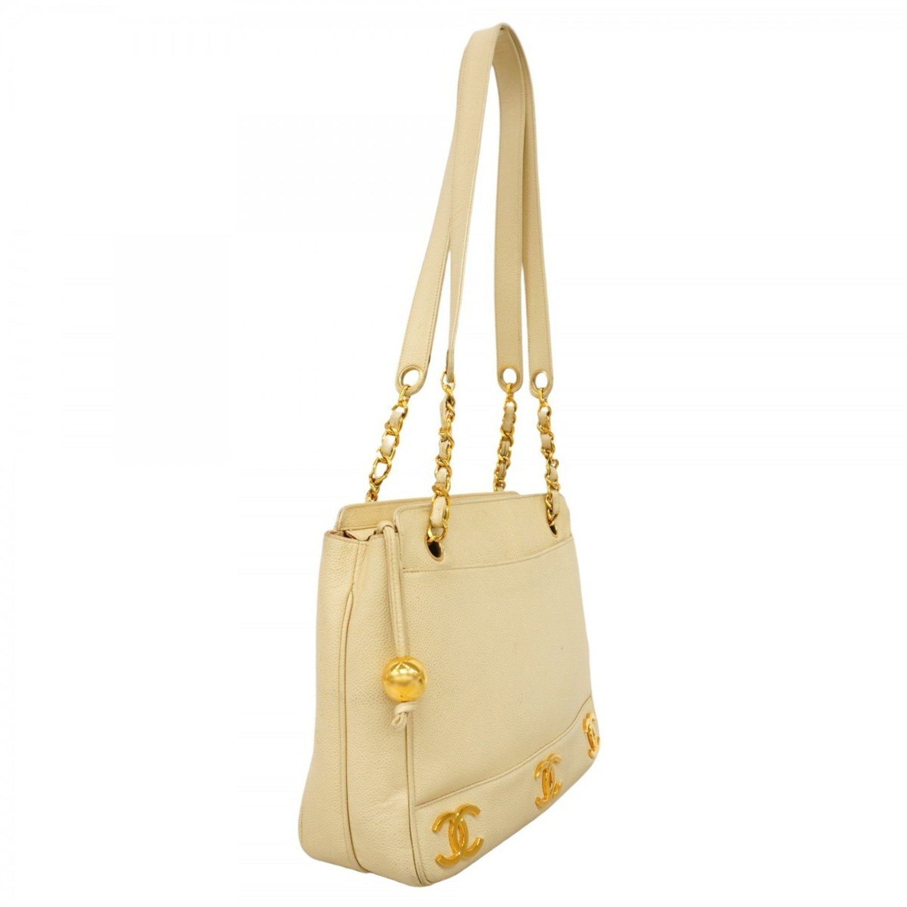 Chanel Triple Coco Chain Shoulder Bag in Caviar Leather