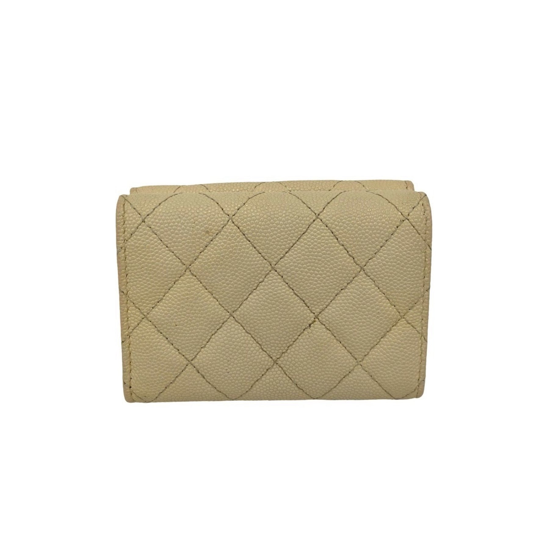 Seal No. 28 CHANEL Matelasse Coco Mark Caviar Leather Tri-fold Wallet Mini