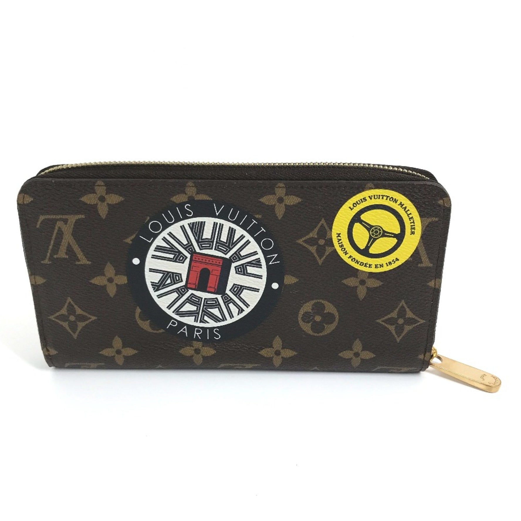 Louis Vuitton Monogram-Sticker Zip Around Long Wallet