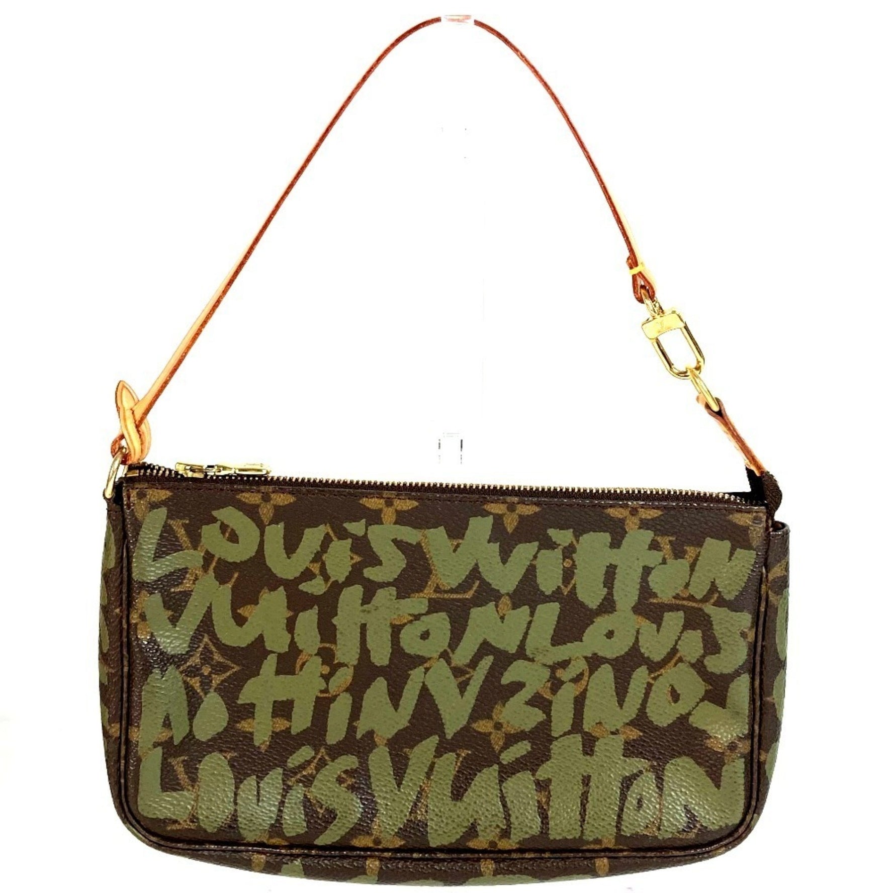 LOUIS VUITTON Monogram Graffiti Pochette Accessory Pouch, Handbag/Shoulder Bag, Canvas, Khaki