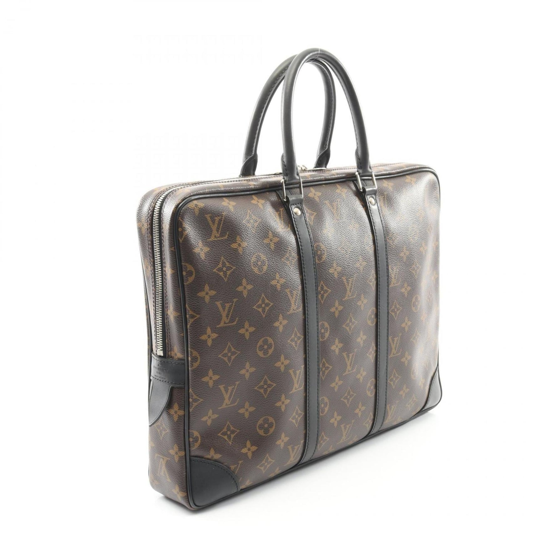 Louis Vuitton Voyage Monogram Macassar Business Bag, Coated Canvas and Leather, Brown Black