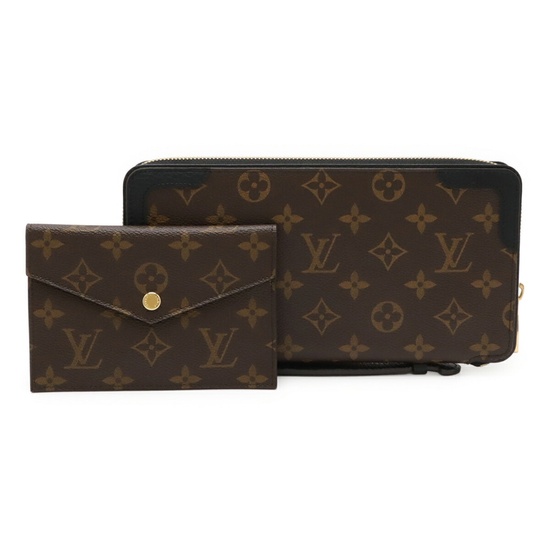 LOUIS VUITTON Monogram Daily Organizer Round Long Wallet Travel Case in Noir and Black
